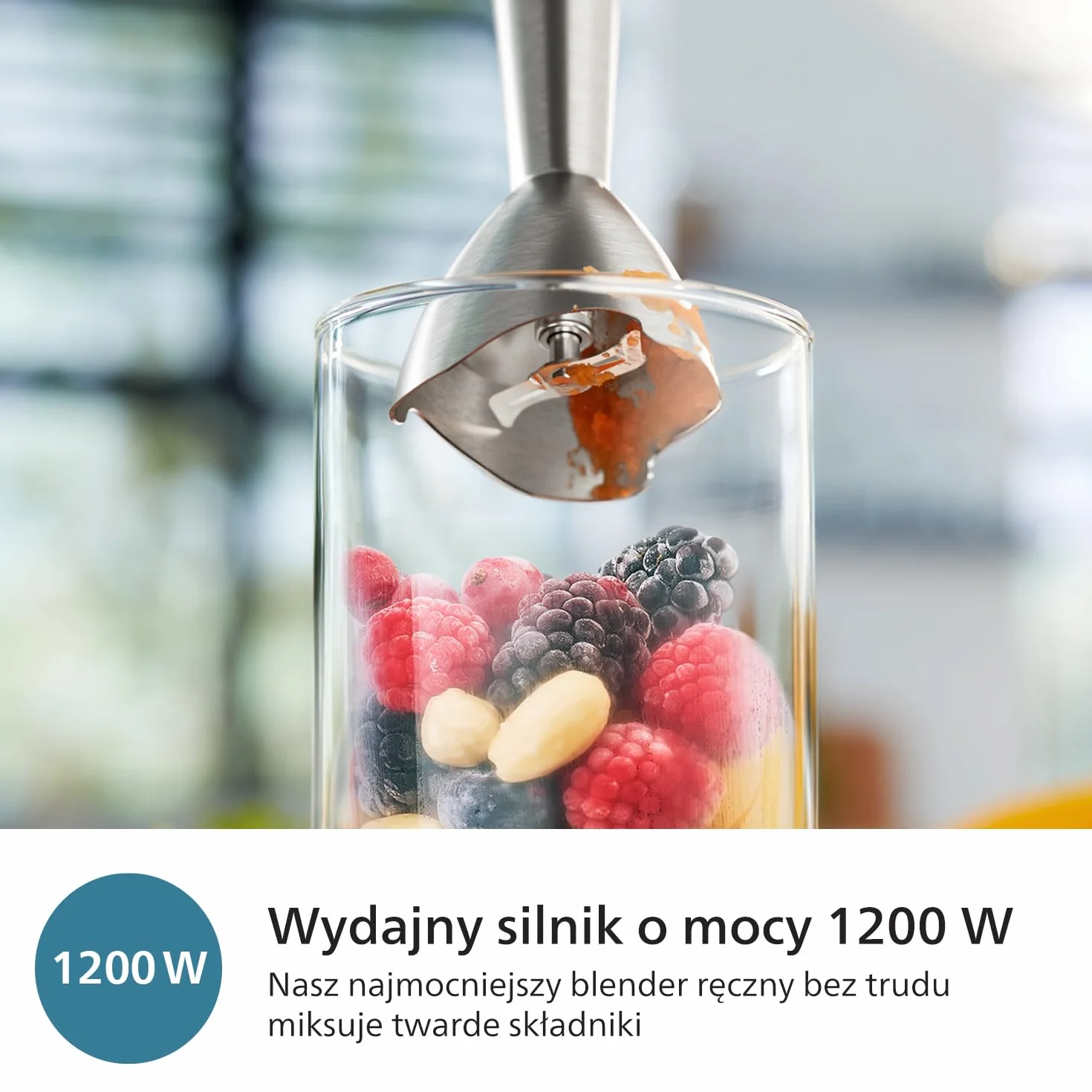 Philips Blender ręczny z serii 5000 – moc 1200 W, technologia ProMix, wskaźnik prędkości LED, kontrola mocy bez wysiłku, kompaktowa konstrukcja, łatwe czyszczenie, kolor czarny (HR2681/00)