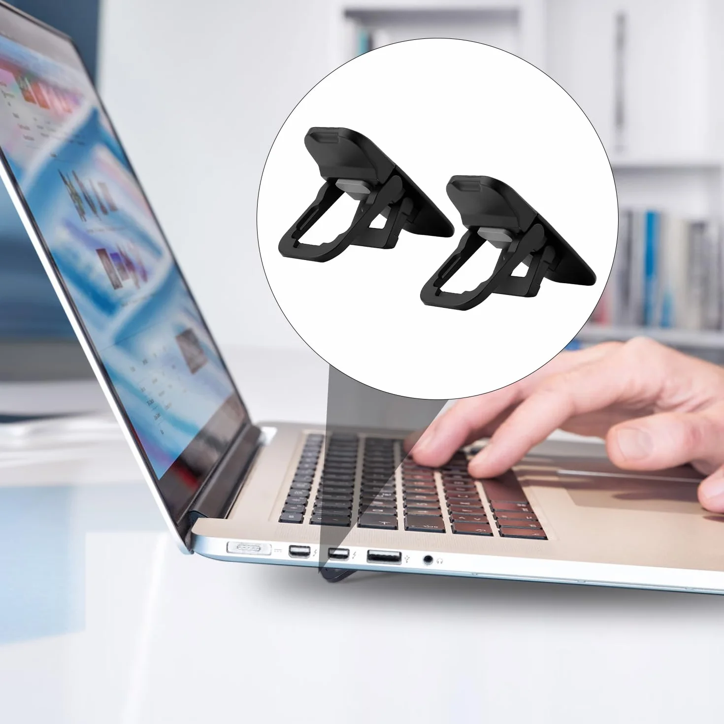 2szt Skladana Podstawka Pod Klawiature Komputerowa na Biurko, Miniaturowa Podstawka Chlodzaca Komputera Regulowana Podstawka pod Klawiature Ergonomiczne Akcesoria Biurowe do Notebooka (Czarna)