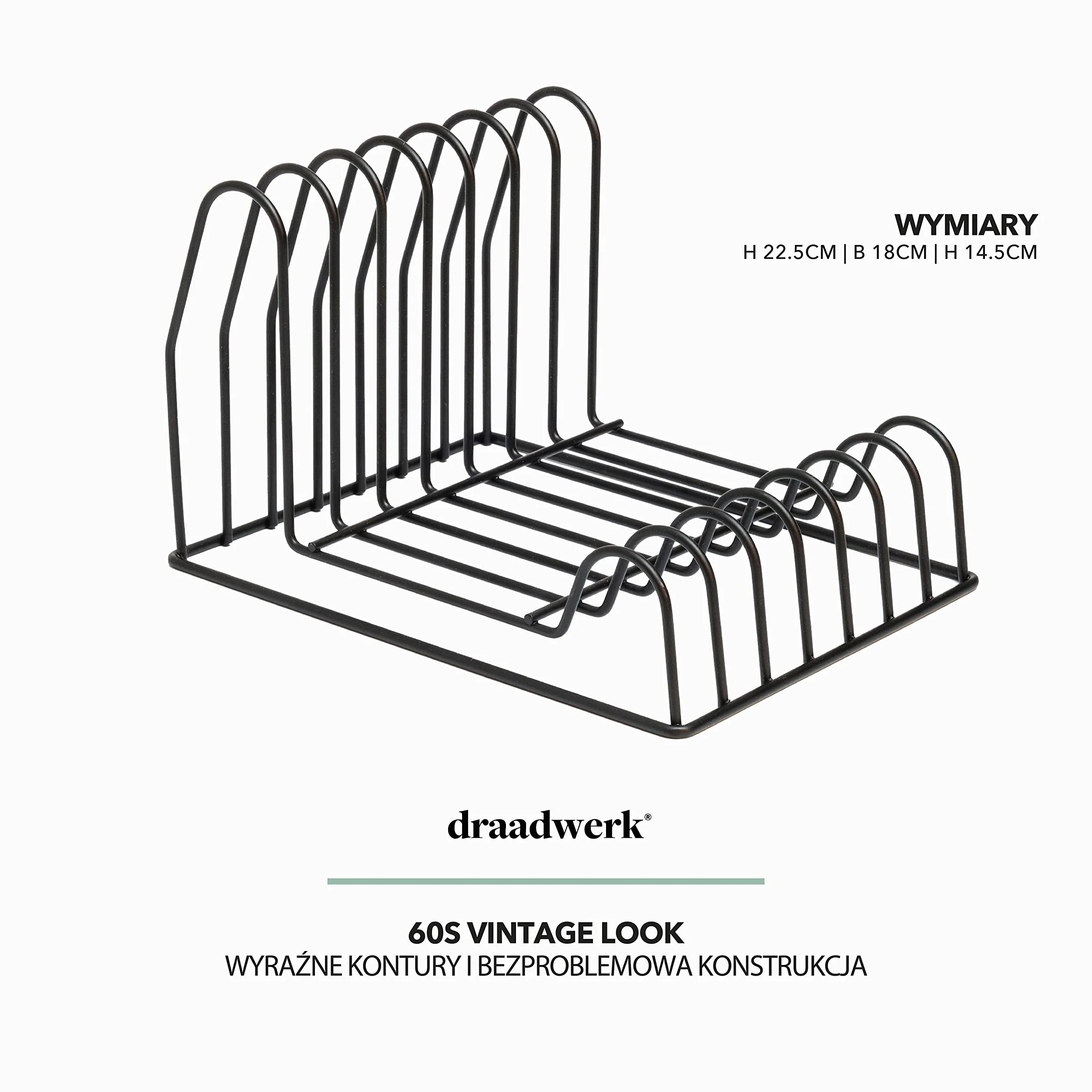 draadwerk Stojak na płyty gramofonowe, stojak na 35 płyt winylowych, stojak na broszury | przechowywanie książek | stojak na gazety | dekoracja na płyty gramofonowe | czarny