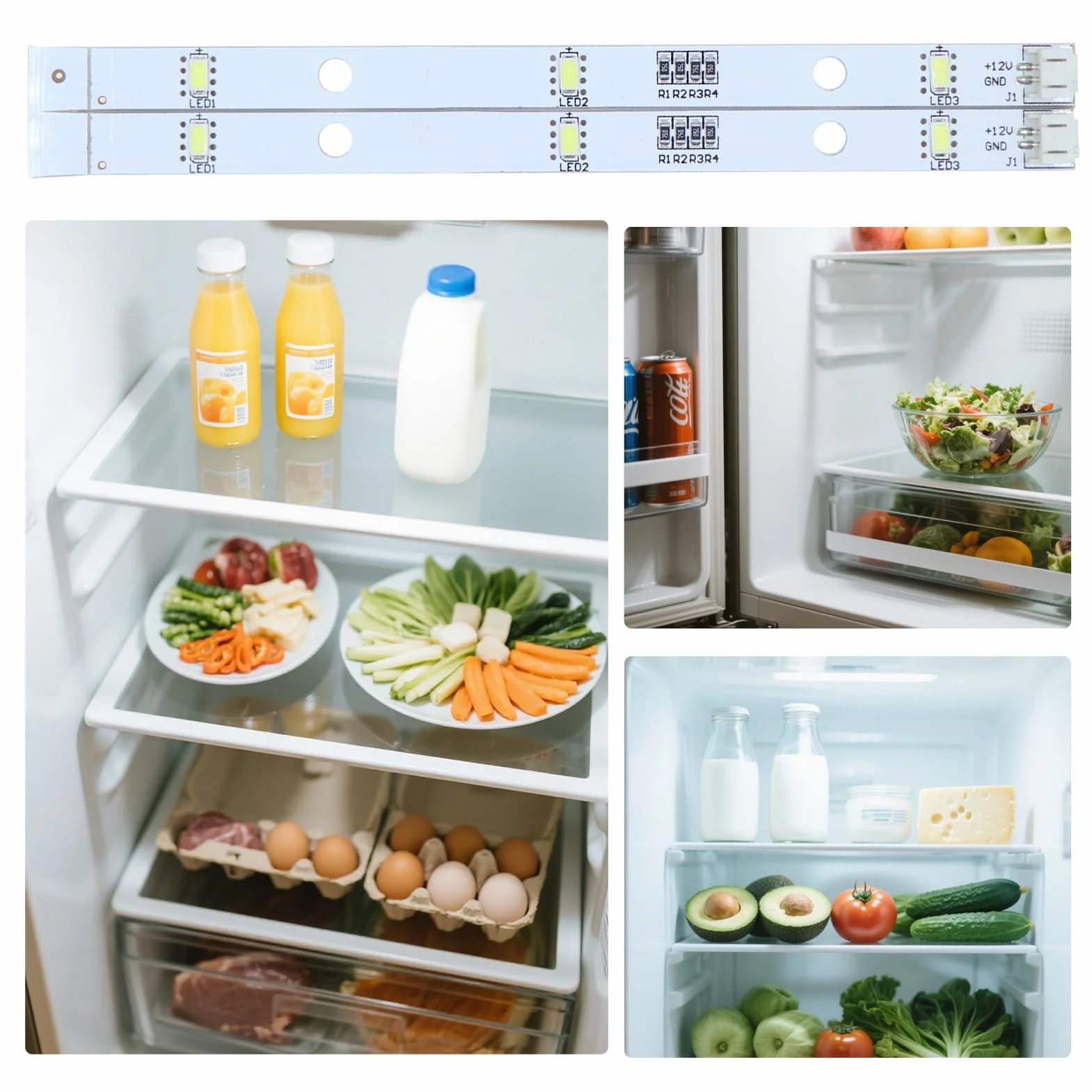 1629348 listwa świetlna LED, 2 sztuki, białe światło, do zamrażarki, kompatybilna z listwą świetlną do lodówek Rongsheng 1629348