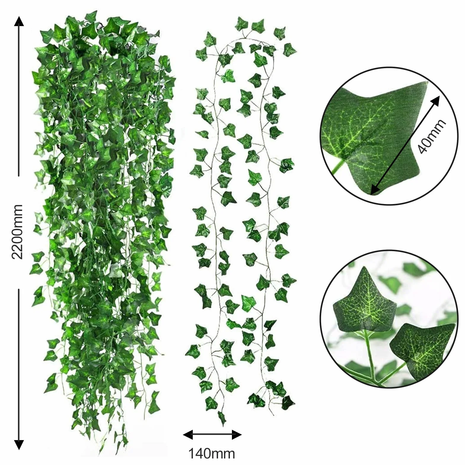 Newaner Ivy Artificial Garland Decorative Curtain, 12 Pieces 26.4m Hanging Fake Plants, Fake Plants Room Decor for Kitchen, Patio, Swing, Wedding, Office, Party, Christmas, Halloween Decoration,Green
