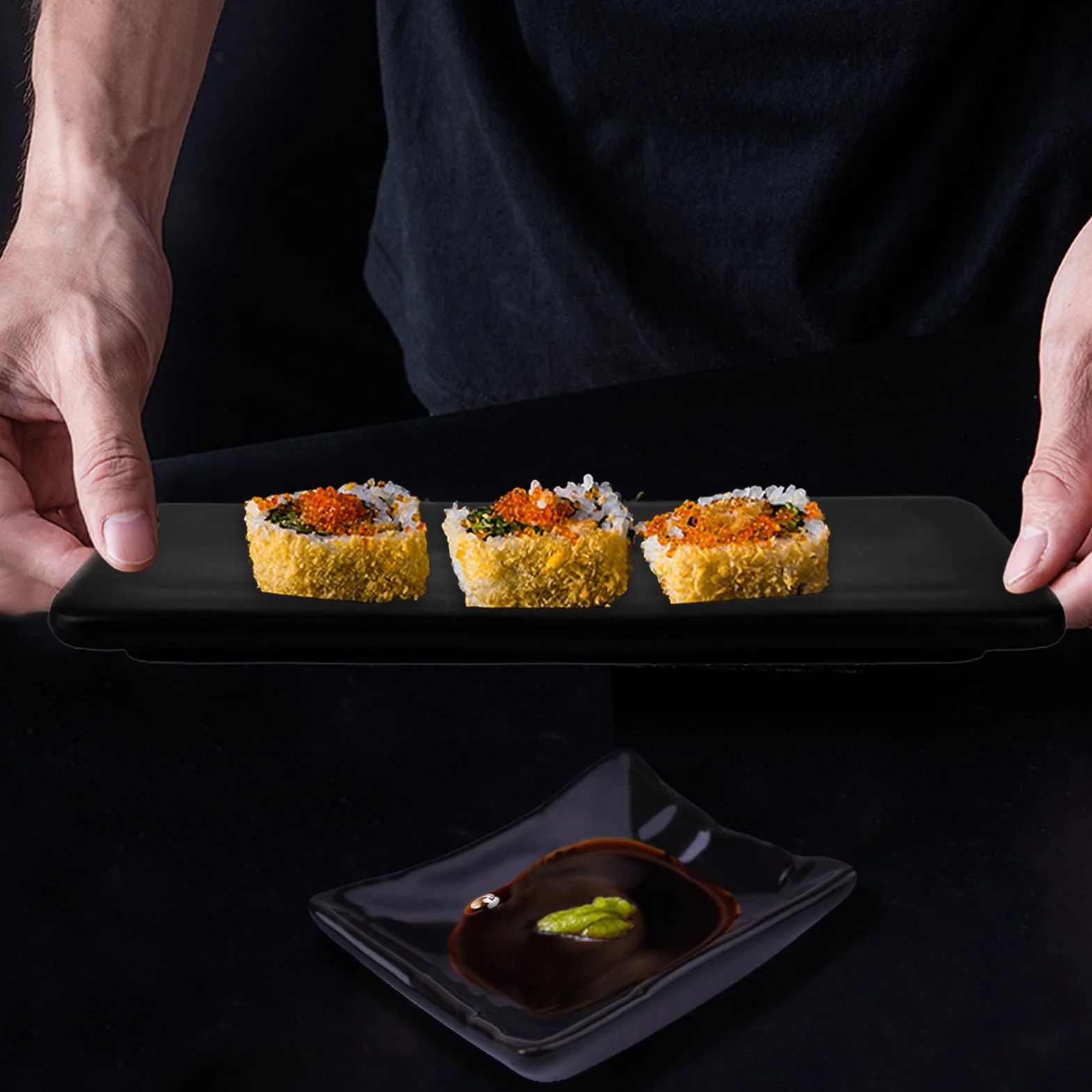 Artcome 8-częściowy zestaw talerzy do sushi i naczynii do sosów w japońskim stylu