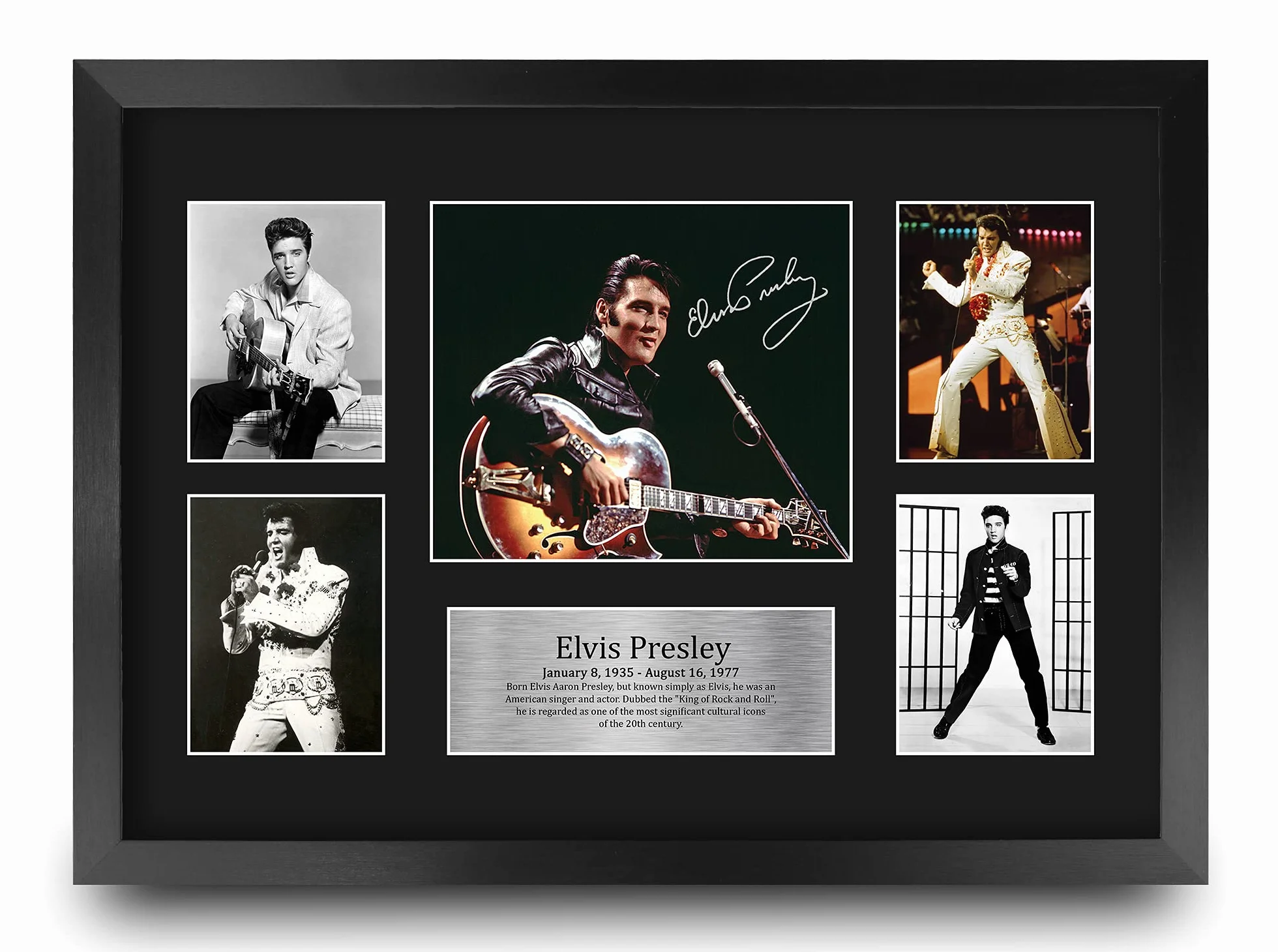 Elvis Presley Muzyczne Zdjęcie Z Autografem A3 Framed Pamiątka Dla Fanów