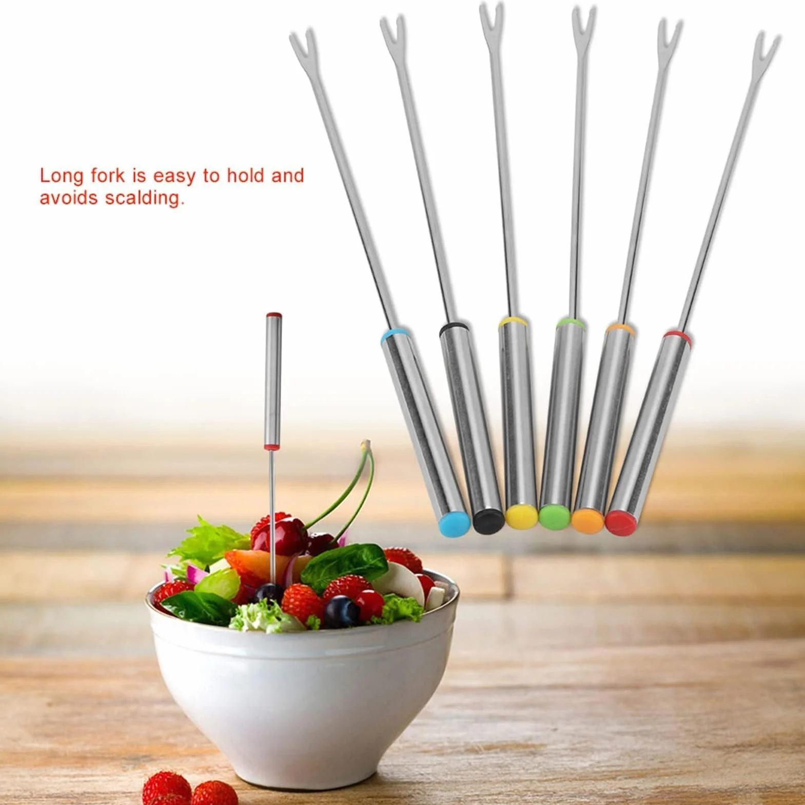 6 Szt. Widelce do Fondue ze Stali Nierdzewnej - Czekoladowe, do Owoców, Grill, Doniczka
