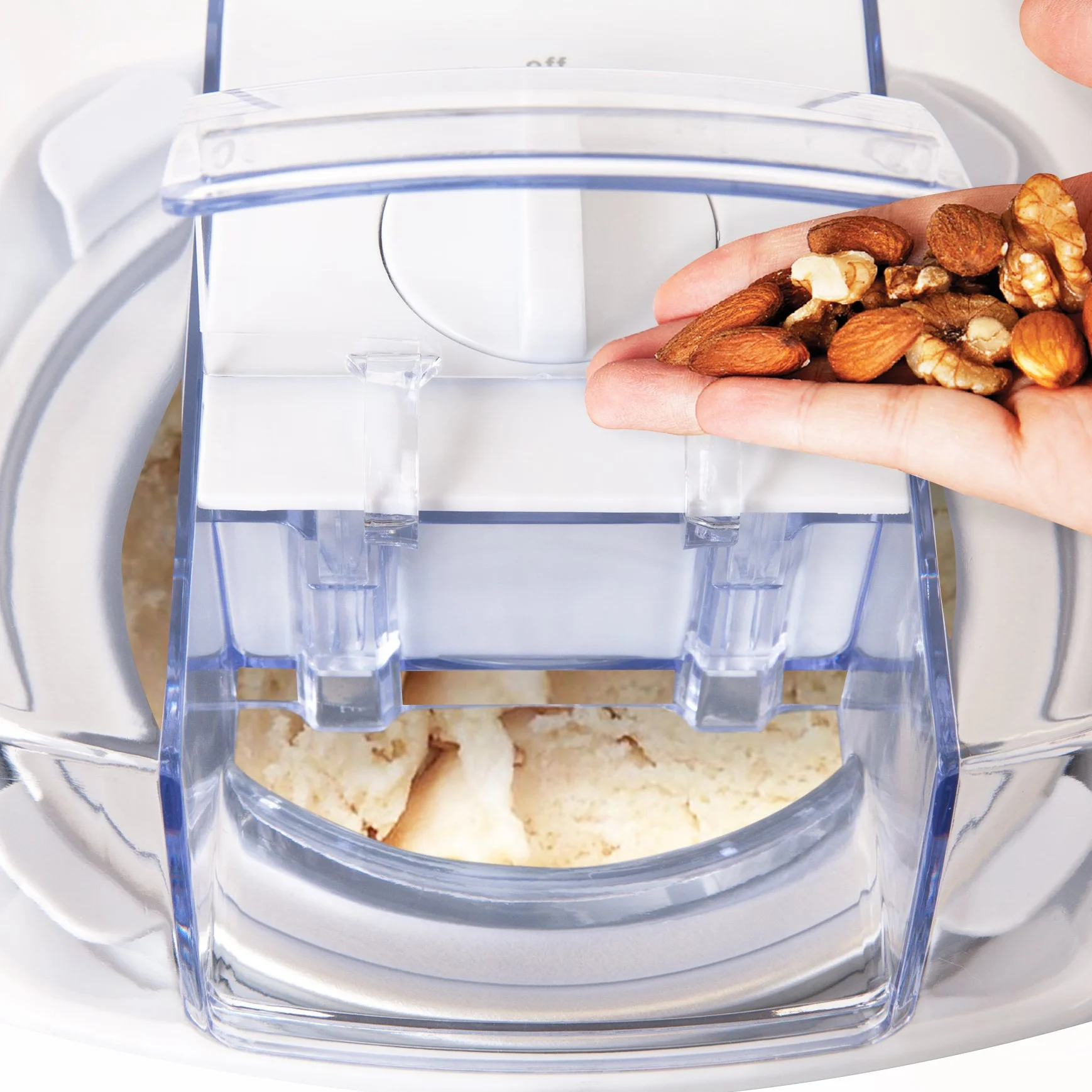 Duronic IM540 Maszynka do robienia lodów domowych bez BPA 1,5l mrożonych deserów automat do sorbetów wegańskie lody domowe bez cukru przezroczysta pokrywka dodawanie składników podczas kręcenia