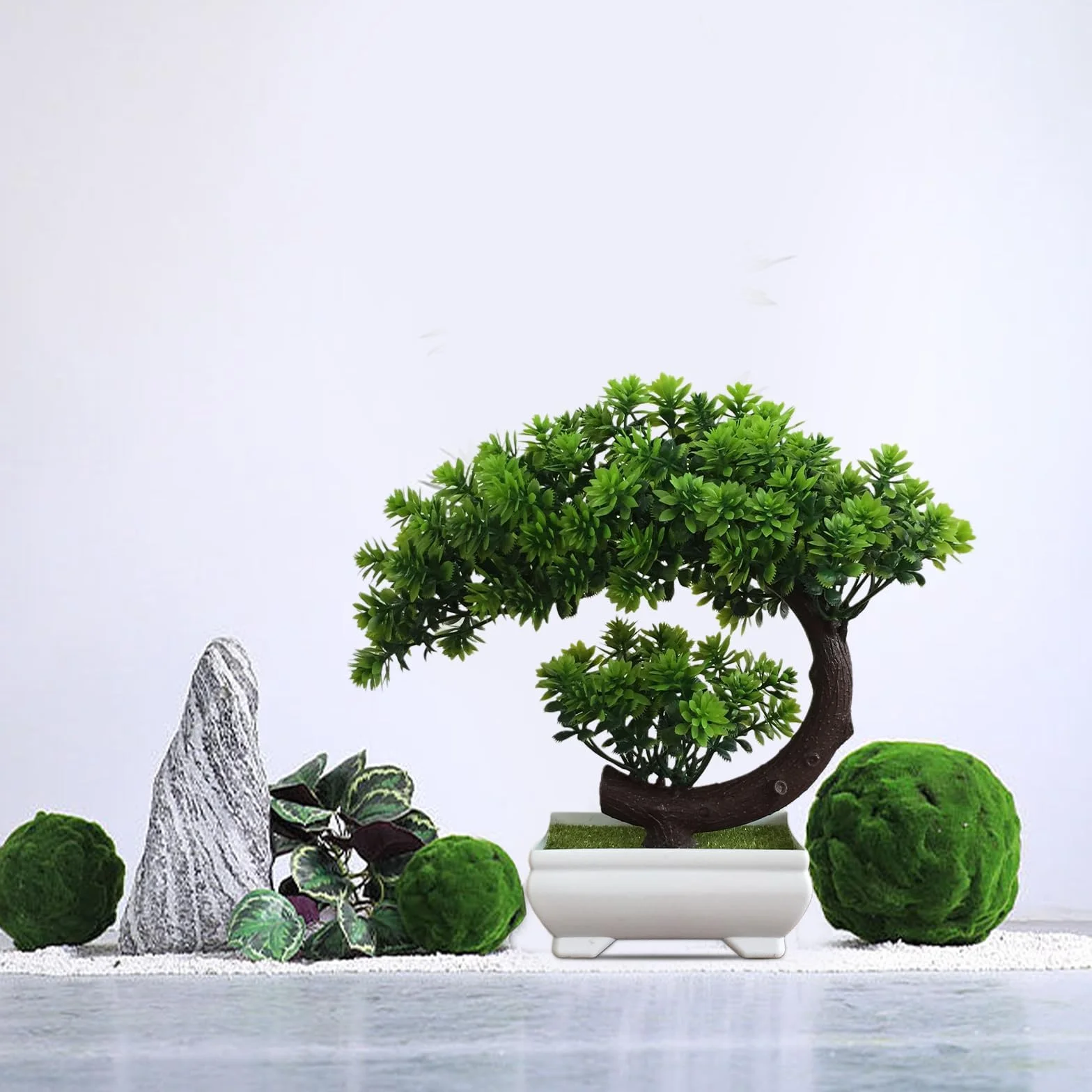 Sztuczne drzewo, zielone sztuczne drzewko bonsai, sztuczne tworzywo sztuczne bonsai, naturalne łagodzenie zmęczenia, dekoracja na balkon, do ogrodu, biura