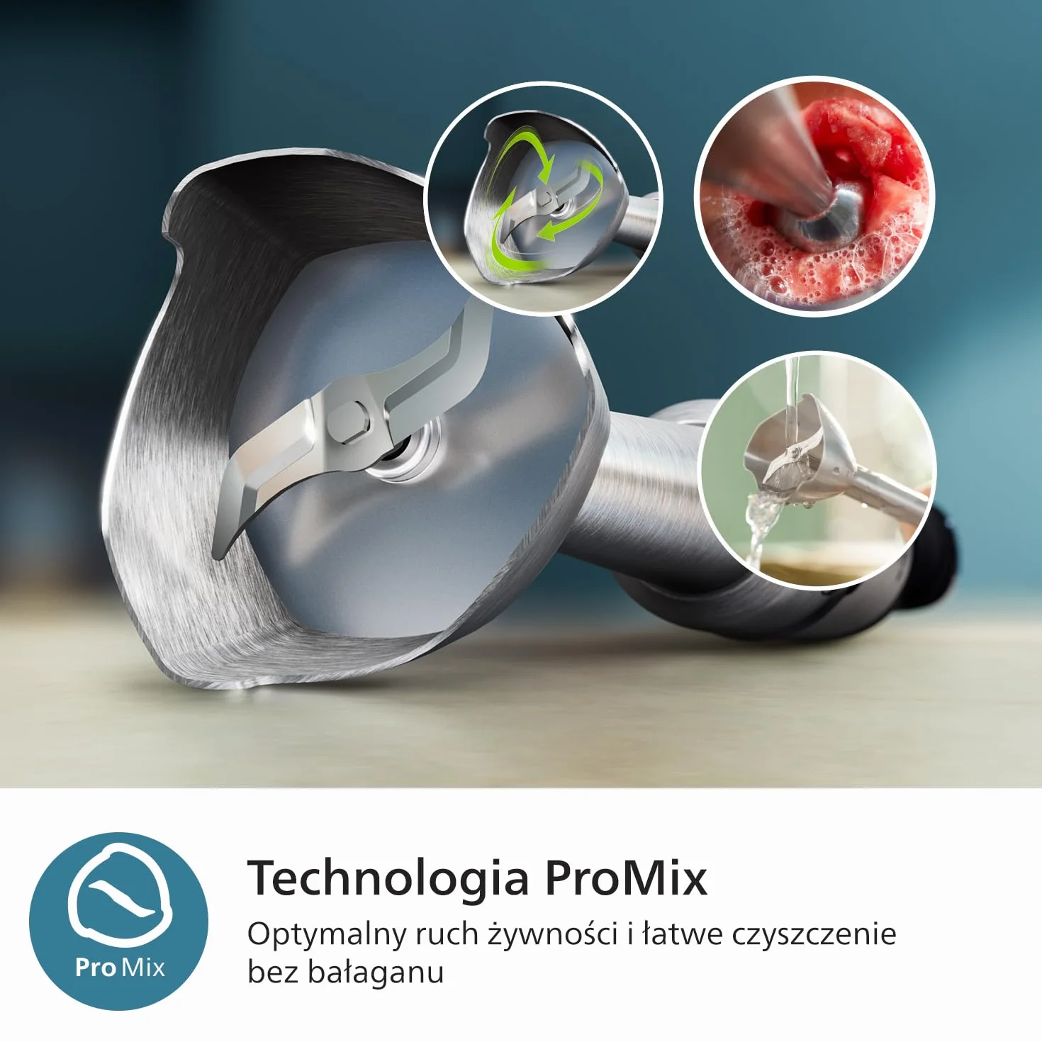 Philips Blender ręczny z serii 5000 – moc 1200 W, technologia ProMix, wskaźnik prędkości LED, kontrola mocy bez wysiłku, kompaktowa konstrukcja, łatwe czyszczenie, kolor czarny (HR2681/00)