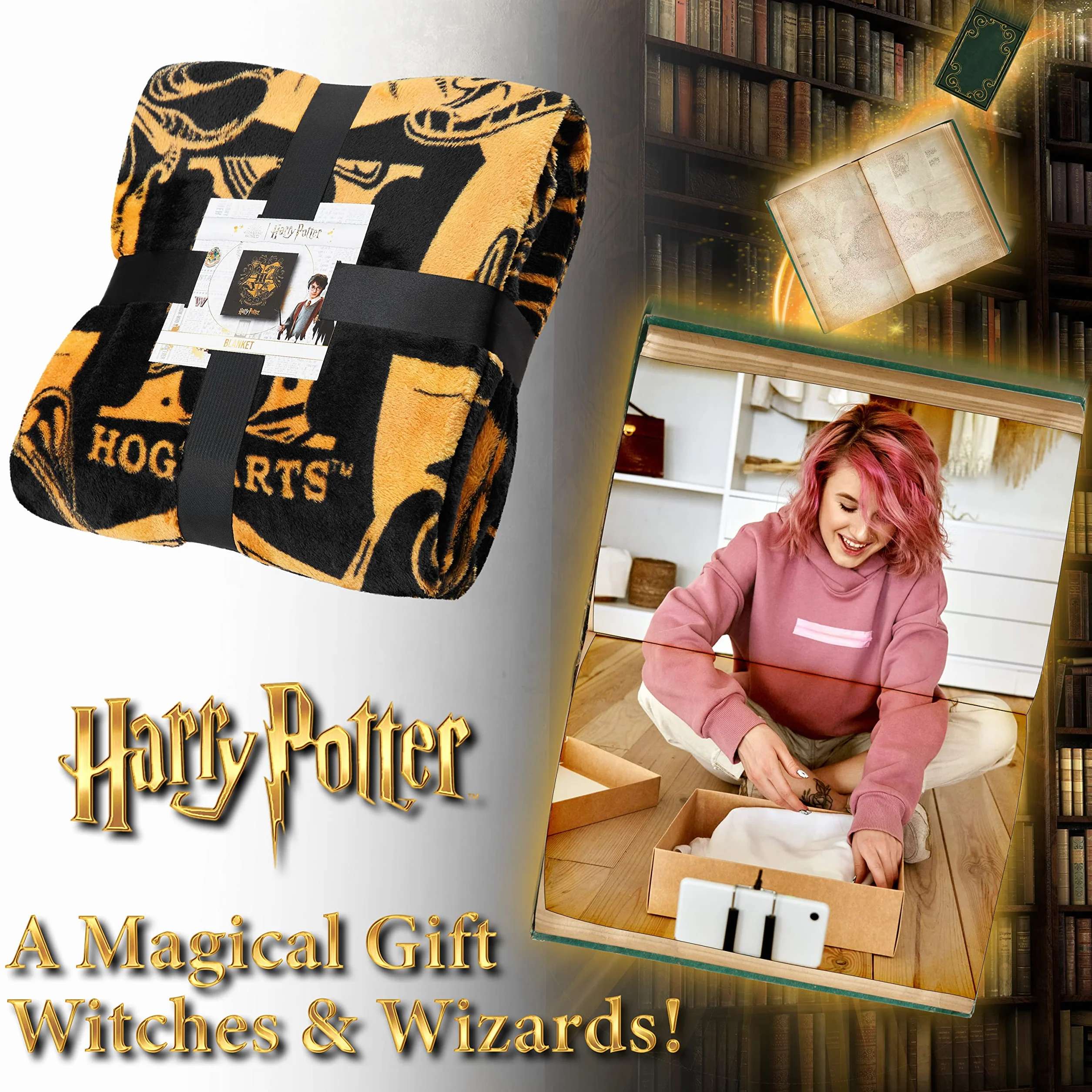 Koc polarowy Harry Potter 150 x 130 cm na łóżko Hogwarts