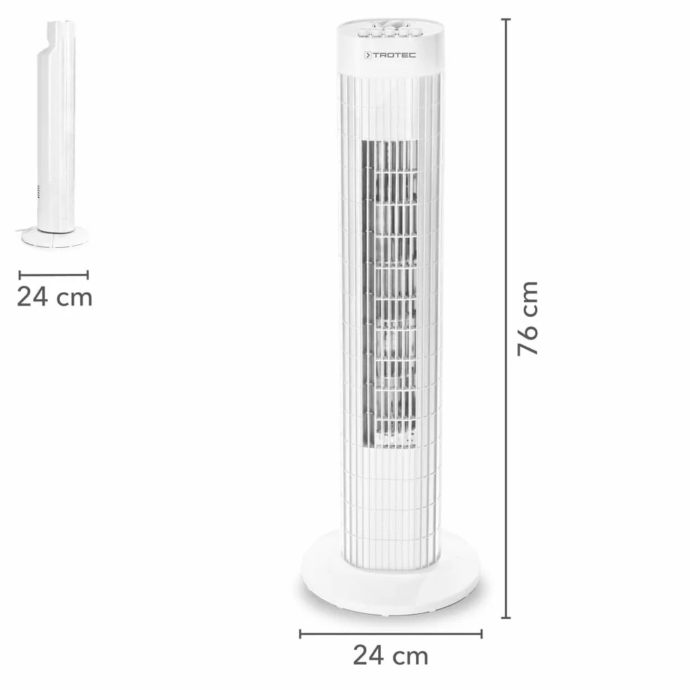 TROTEC Wentylator wieżowy TVE 30 T 45 W oscylacja 60° 3 prędkości pilot timer biały