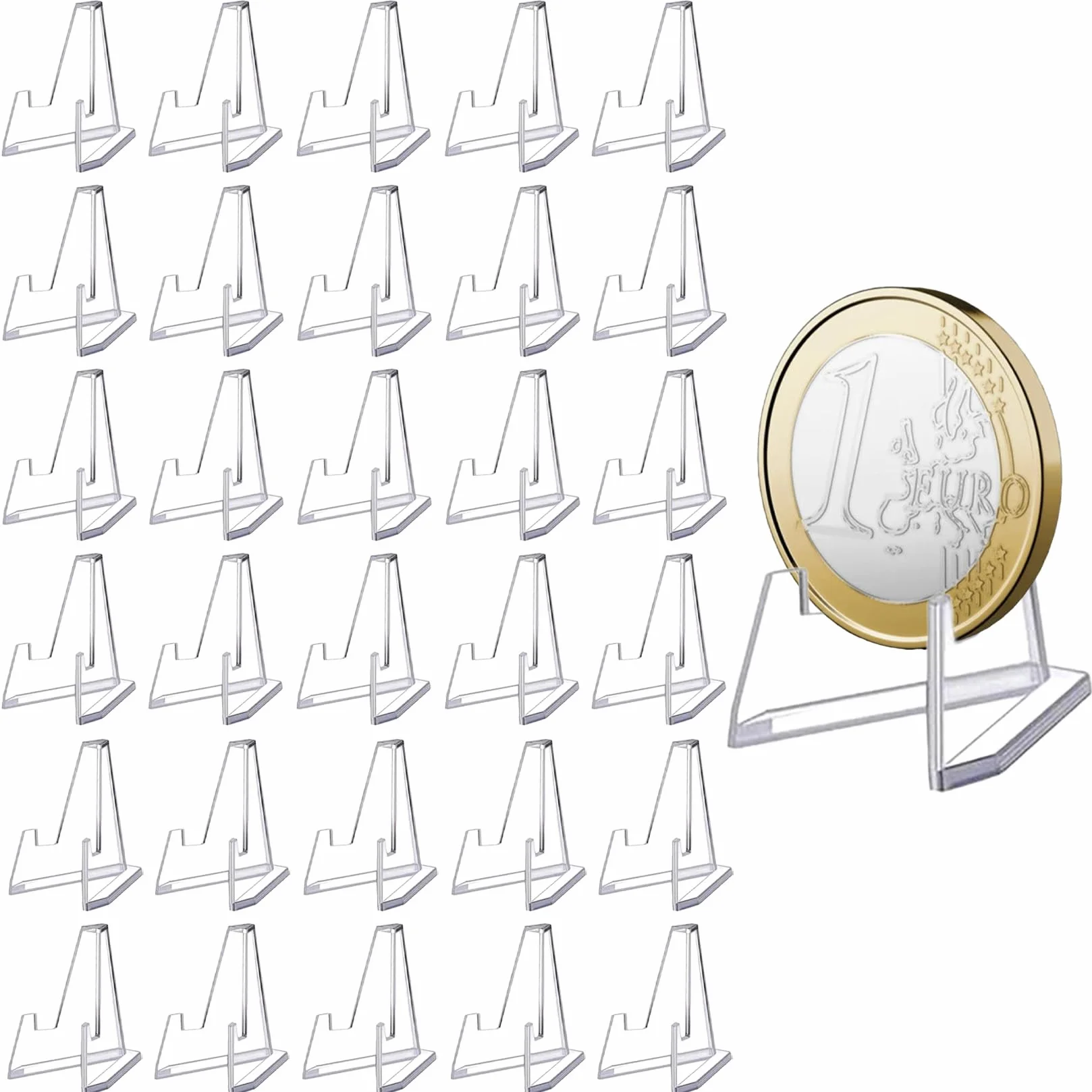 wugongshan 30 sztuk mini akrylowych stojaków na karty kolekcjonerskie, mini akrylowy stojak na sztalugi, stojak na zegarki kieszonkowe, medale, monety, 4 x 1 x 5,8 cm