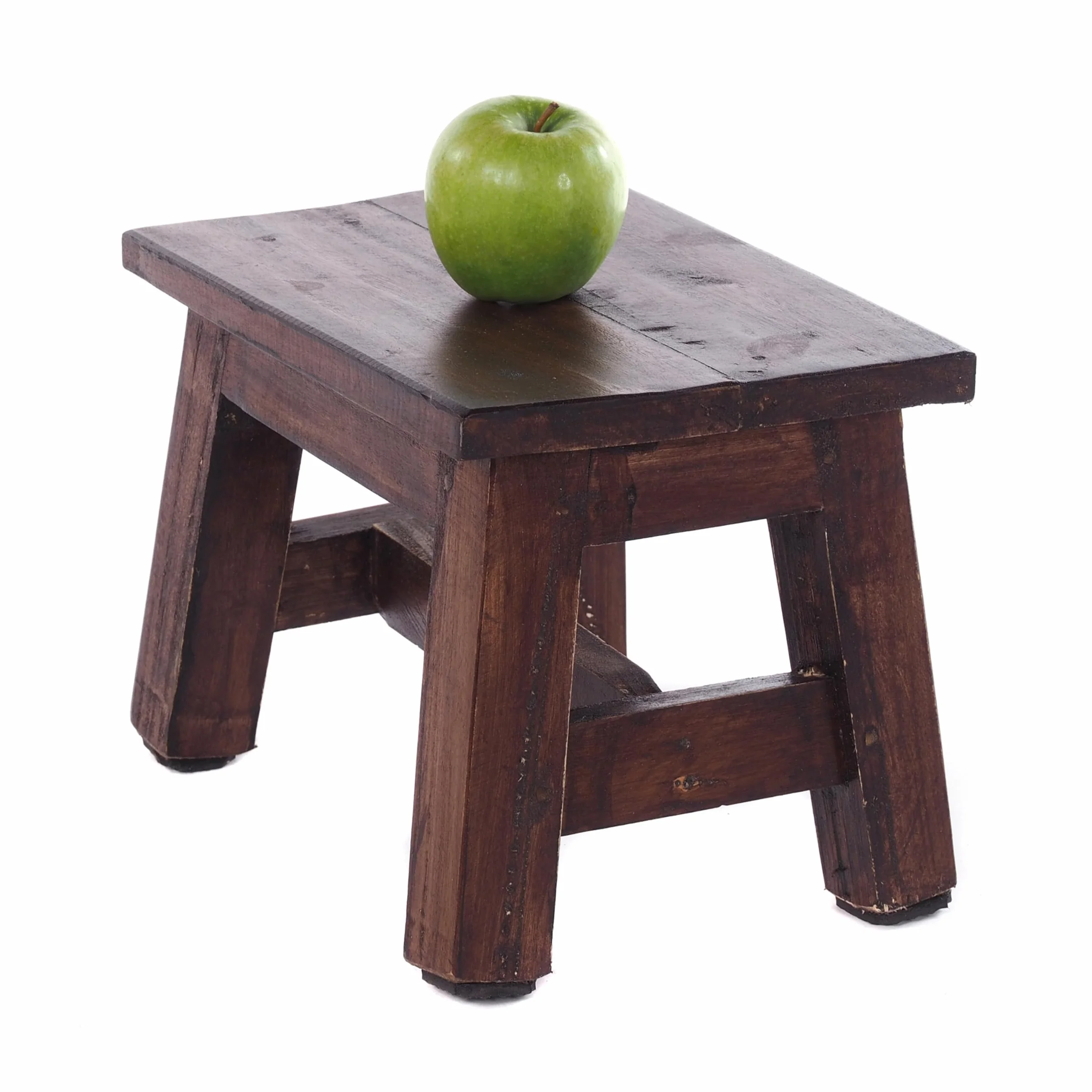 DESIGN DELIGHTS RUSTIC FOOTSTOOL MONTE | 21 x 30 x 20 cm (wys. x szer. x gł.), drewno mahoniowe z recyklingu | drewniany stołek | Kolor: 03 ciemnobrązowy
