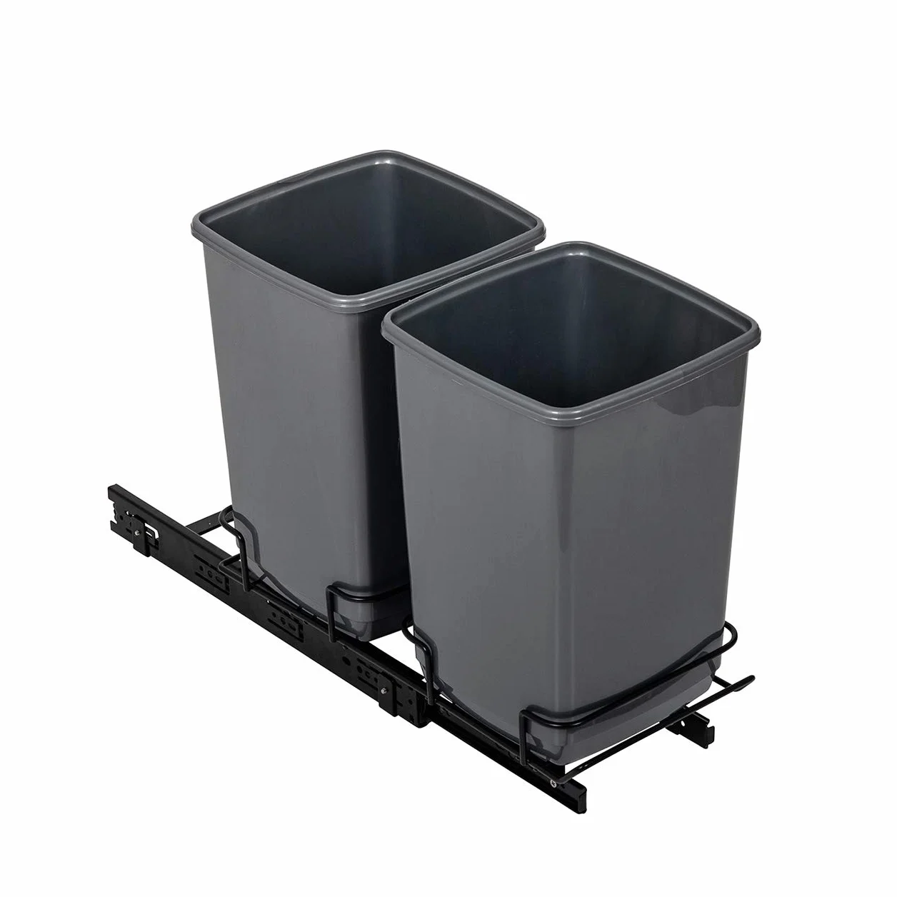 Addis 518527 wysuwany podwójny kosz na odpady, 2 x 10 l, ekologiczny, wykonany w 100% z plastikowych pojemników z recyklingu, jasnoszary, 20
