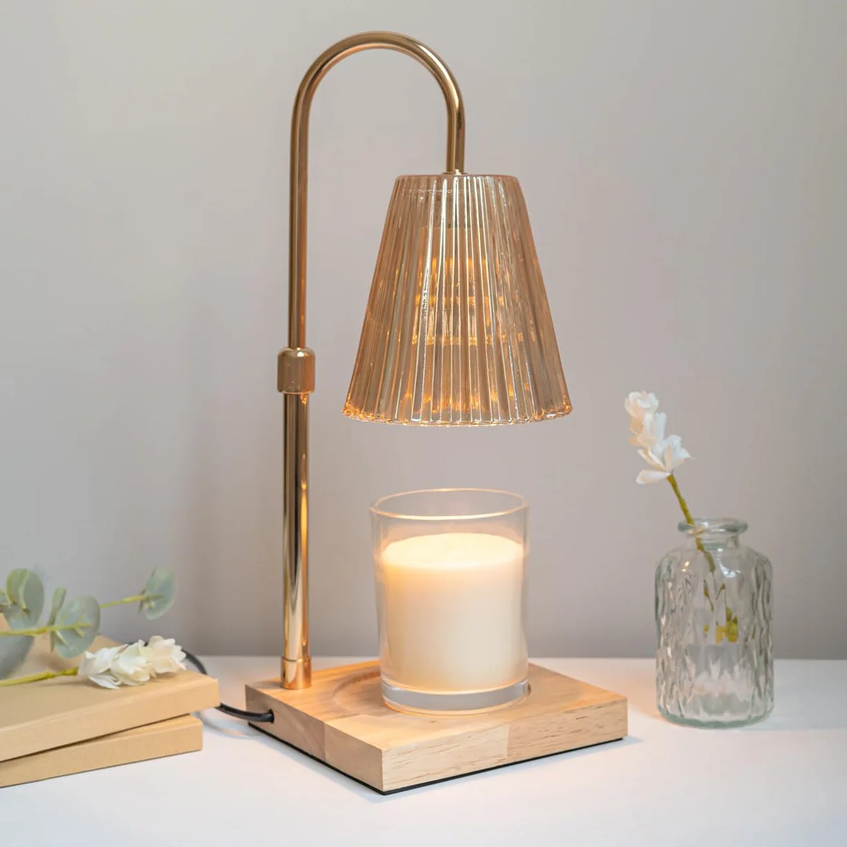 Flamingueo Lampa Podgrzewacza Świec - Podgrzewacz do Świec, Candle Warmer Lamp z Timerem, Lampka do Świec, Regulowana Intensywność, Lampka Nocna