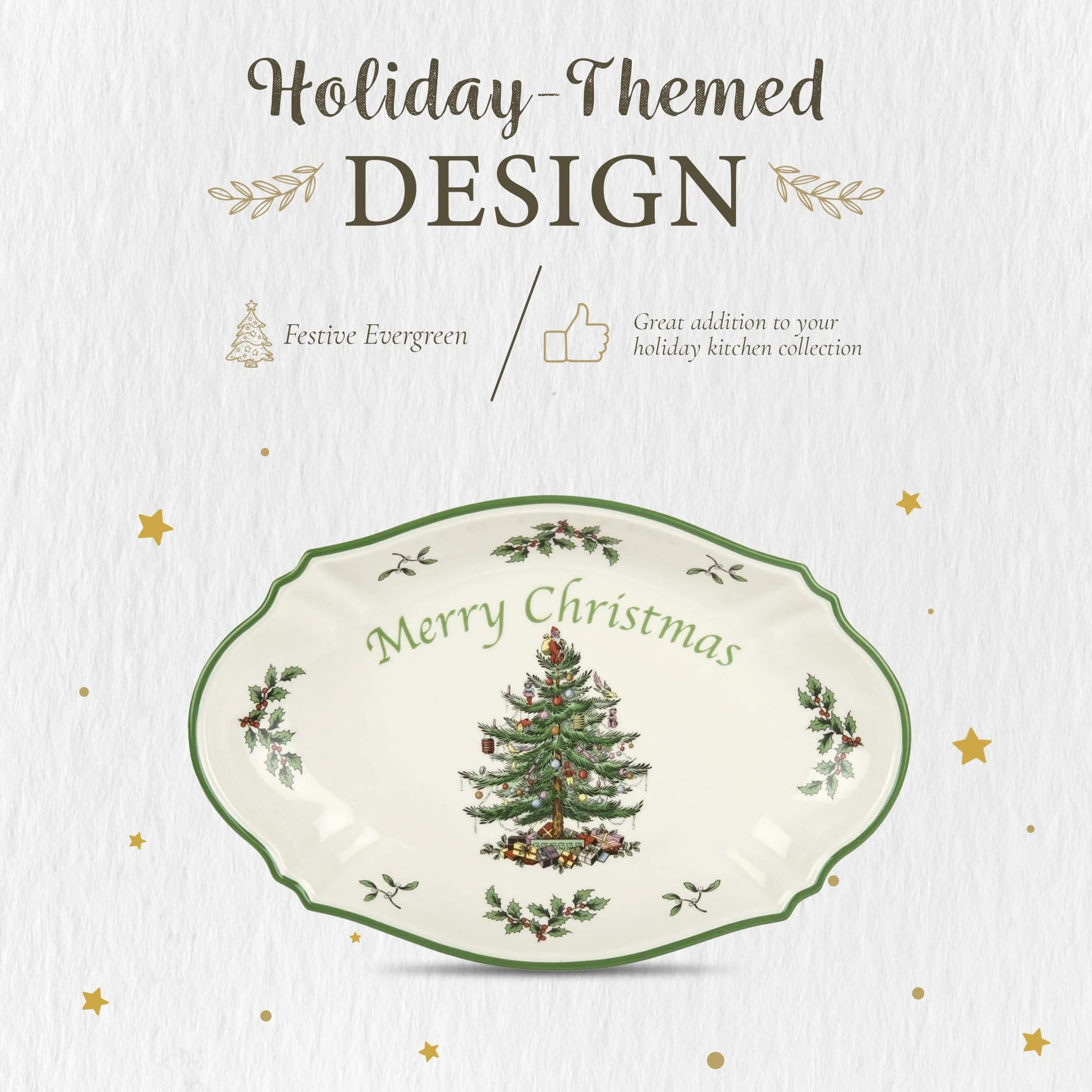 Portmeirion Home & Gifts Merry Christmas tacka pojedyncza, ceramiczna, wielokolorowa, 30 x 28 x 3,5 cm