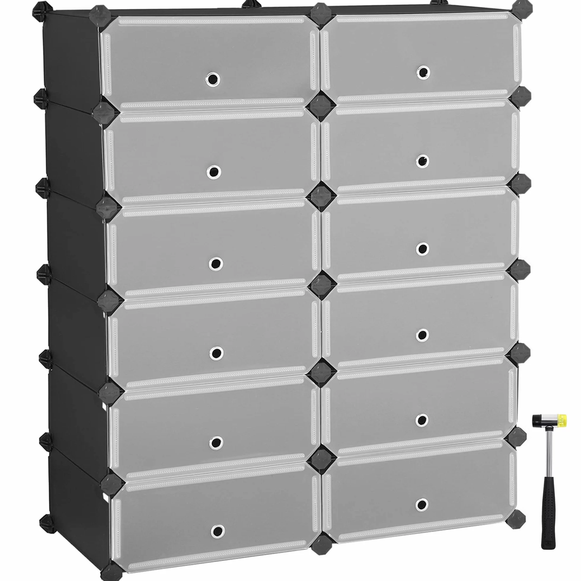 SONGMICS LPC26HV1 Regał na buty z tworzywa sztucznego, system regałowy, regał wtykowy, regał do przechowywania, szafa na ubrania, metalowy drut, 83 x 31 x 105 cm, czarny