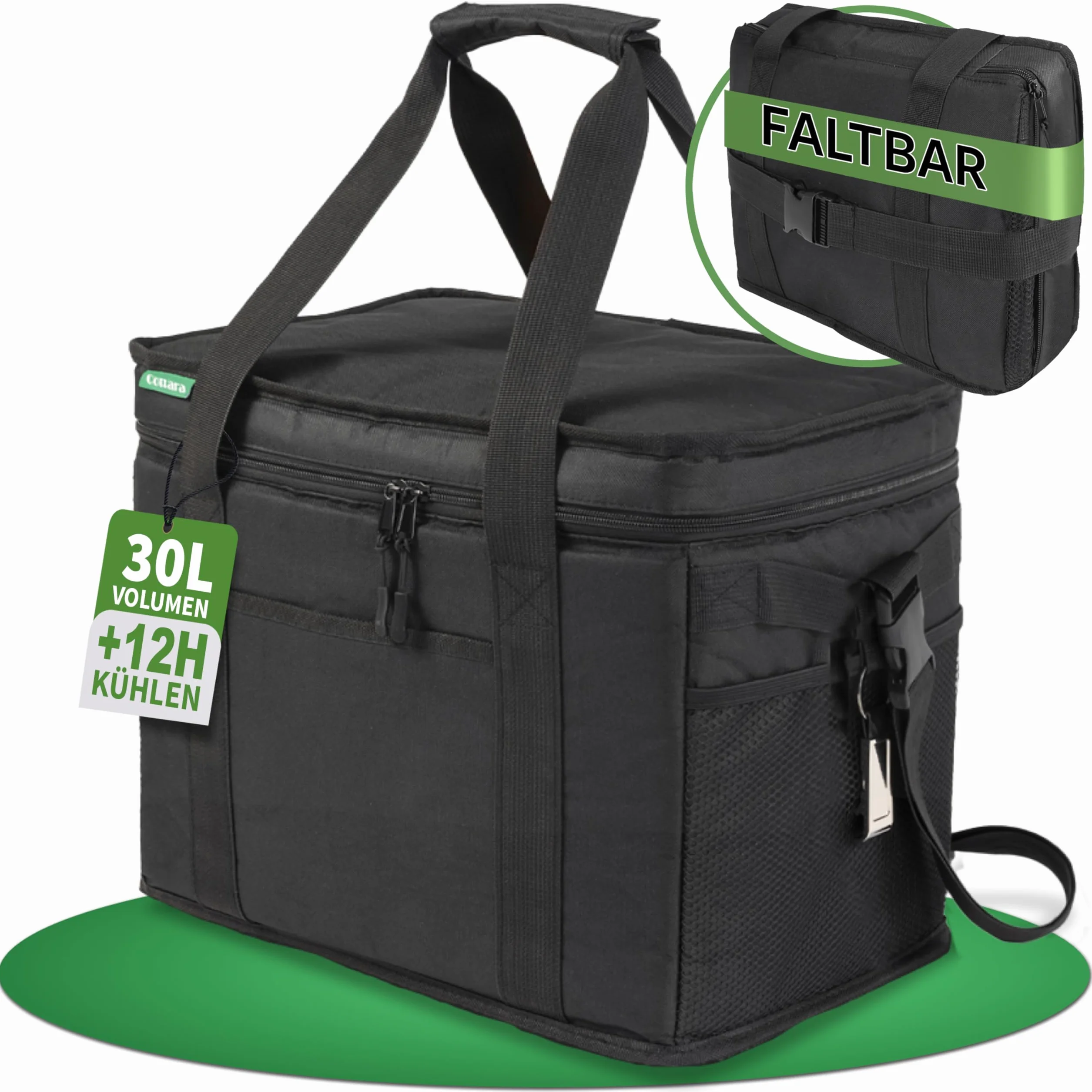 Cottara® Duża torba chłodząca, z szczelną izolacją, 30 l – składana, duża, na zakupy i piknik – idealna torba na zakupy, torba izolacyjna, torba piknikowa