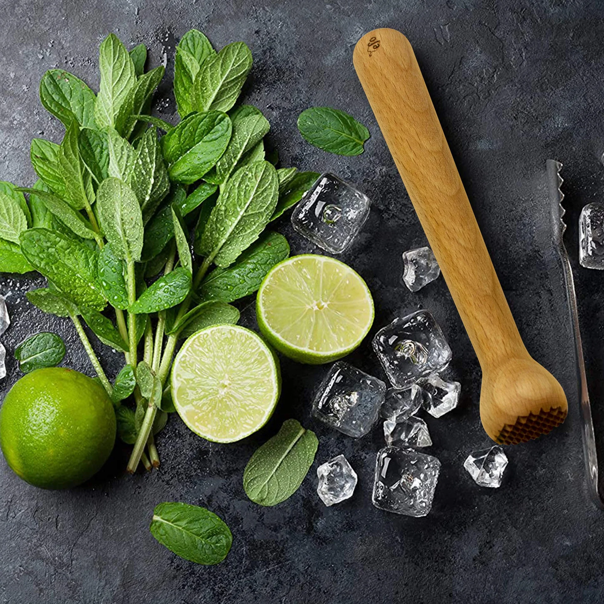 EFO Holzstößel für Cocktails - Robuster Holz-Eiszerkleinerer - Stilvoller Mojito Stößel Bar Werkzeug - Praktischer Cocktail Mörser