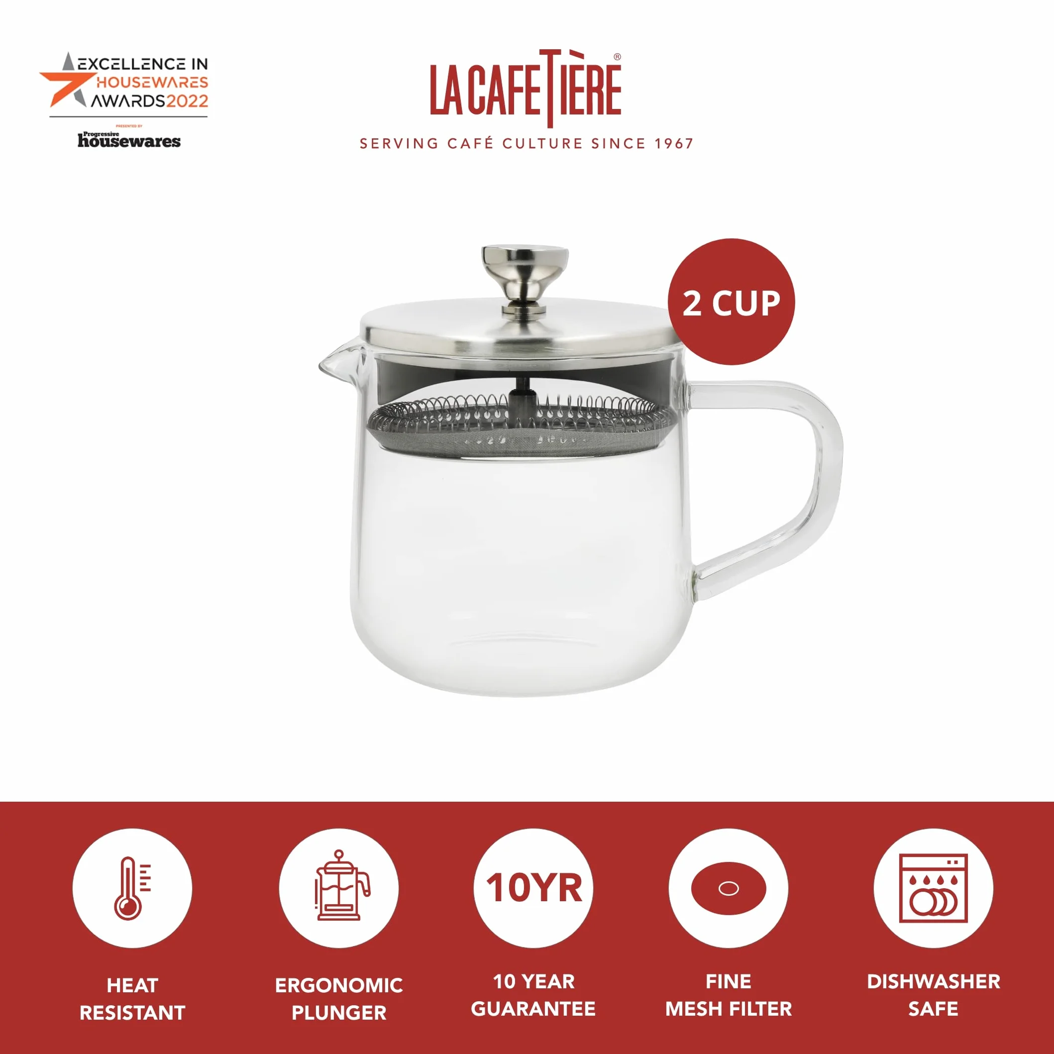 La Cafetière Szklany Zaparzacz do Herbaty z Filtrem ze Stali Nierdzewnej
