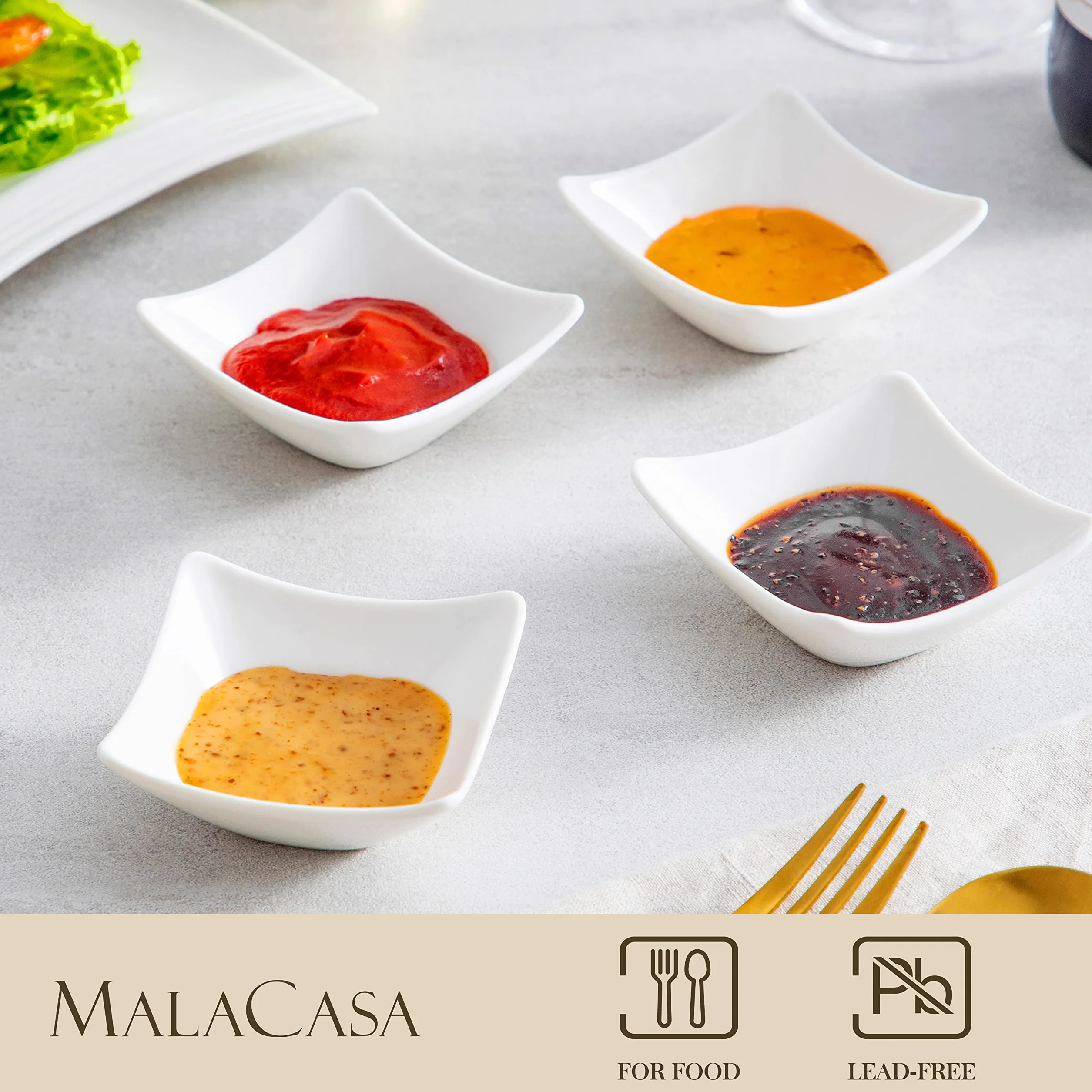 MALACASA Ramekins Porcelanowe 60 ml 12 Szt. Kość Słoniowa