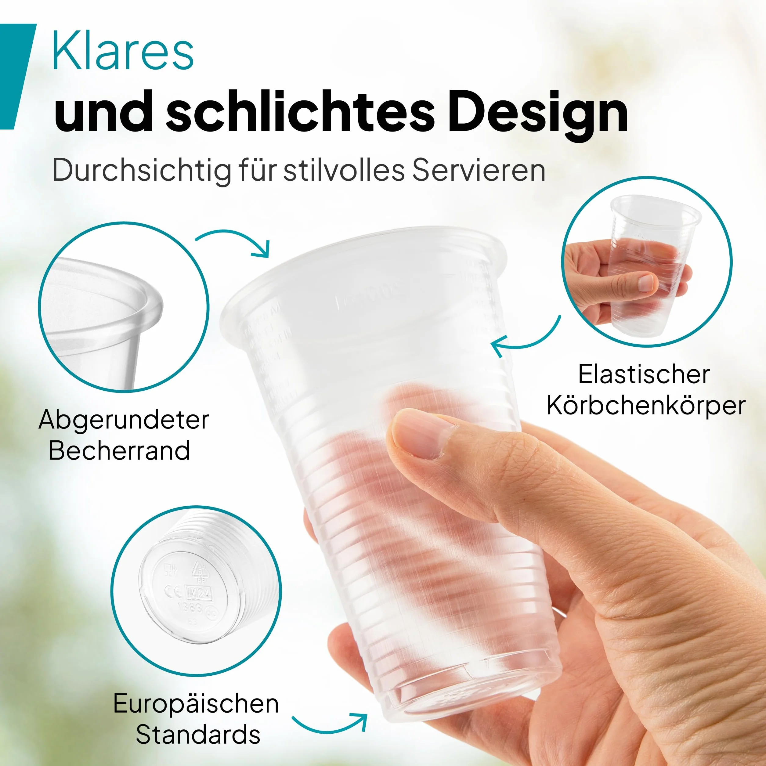 Commerline Przezroczyste plastikowe kubki 0,2 l 1000 sztuk PP