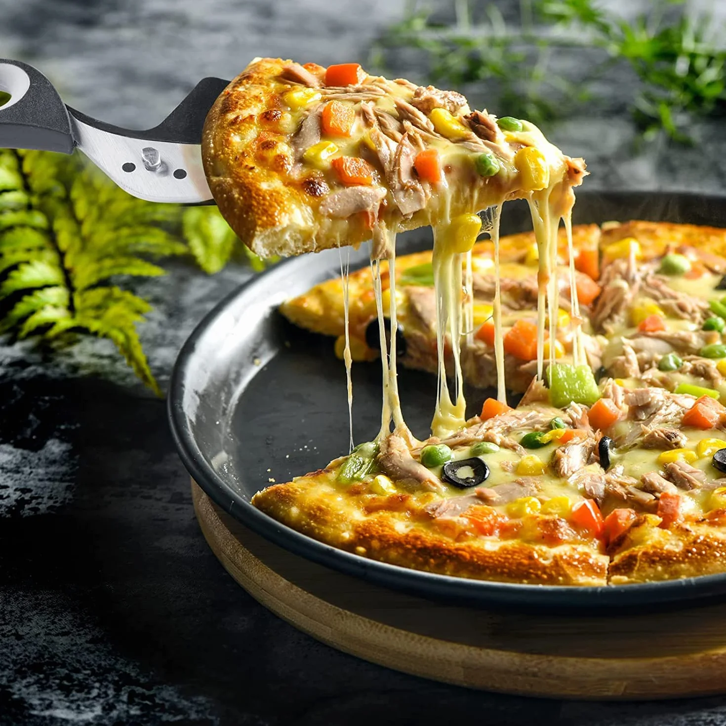 Nożyczki do pizzy, nóż do pizzy, nóż do pizzy, nóż do serwowania, zintegrowana łopatka do pizzy 27 cm
