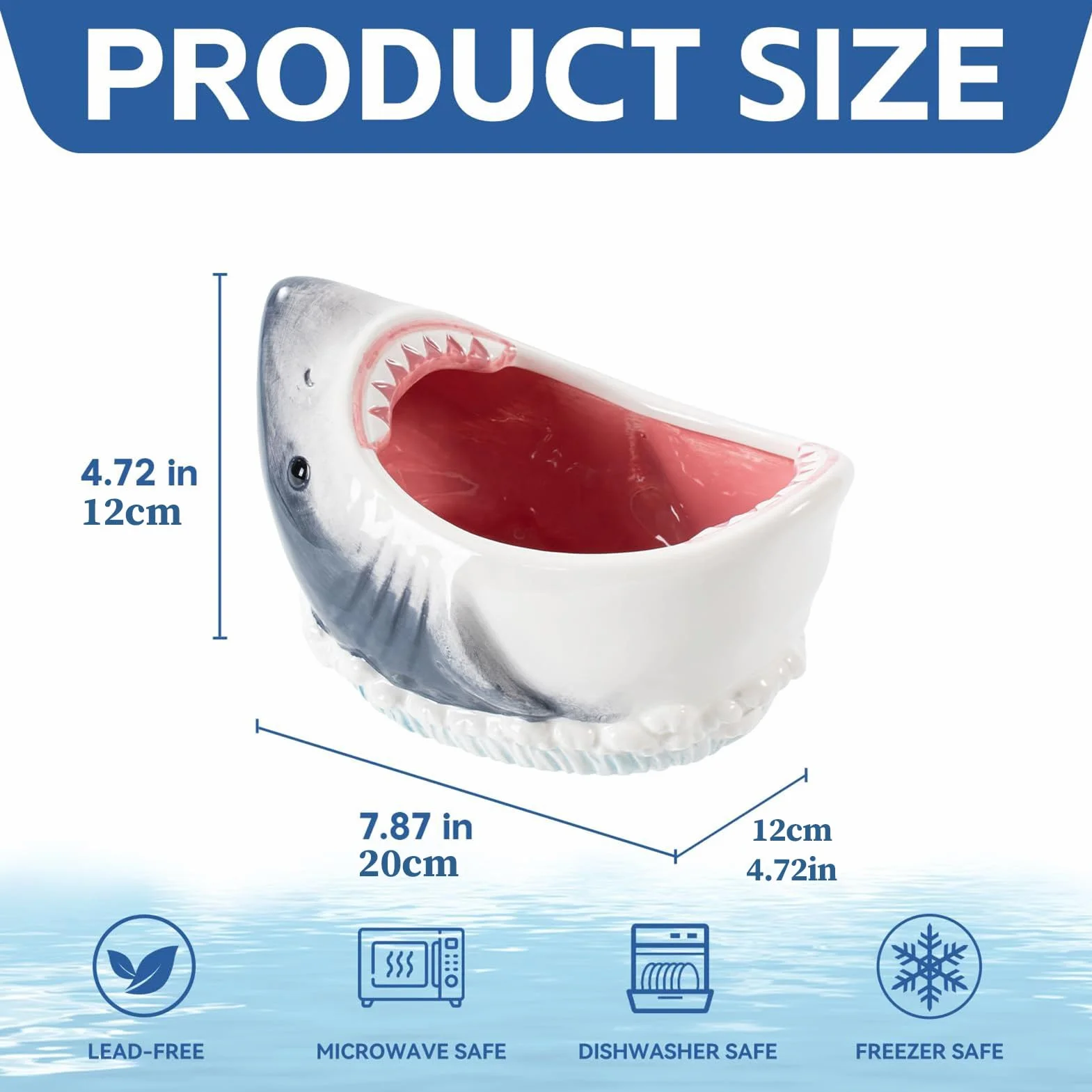 Shark Attack Bowl, urocza miska cukierki popcorn | du?a dekoracyjna taca naczynia kreskówka pojemnik owoce cukierki suche jedzenie przek?ska klucz bi?uteria zupa