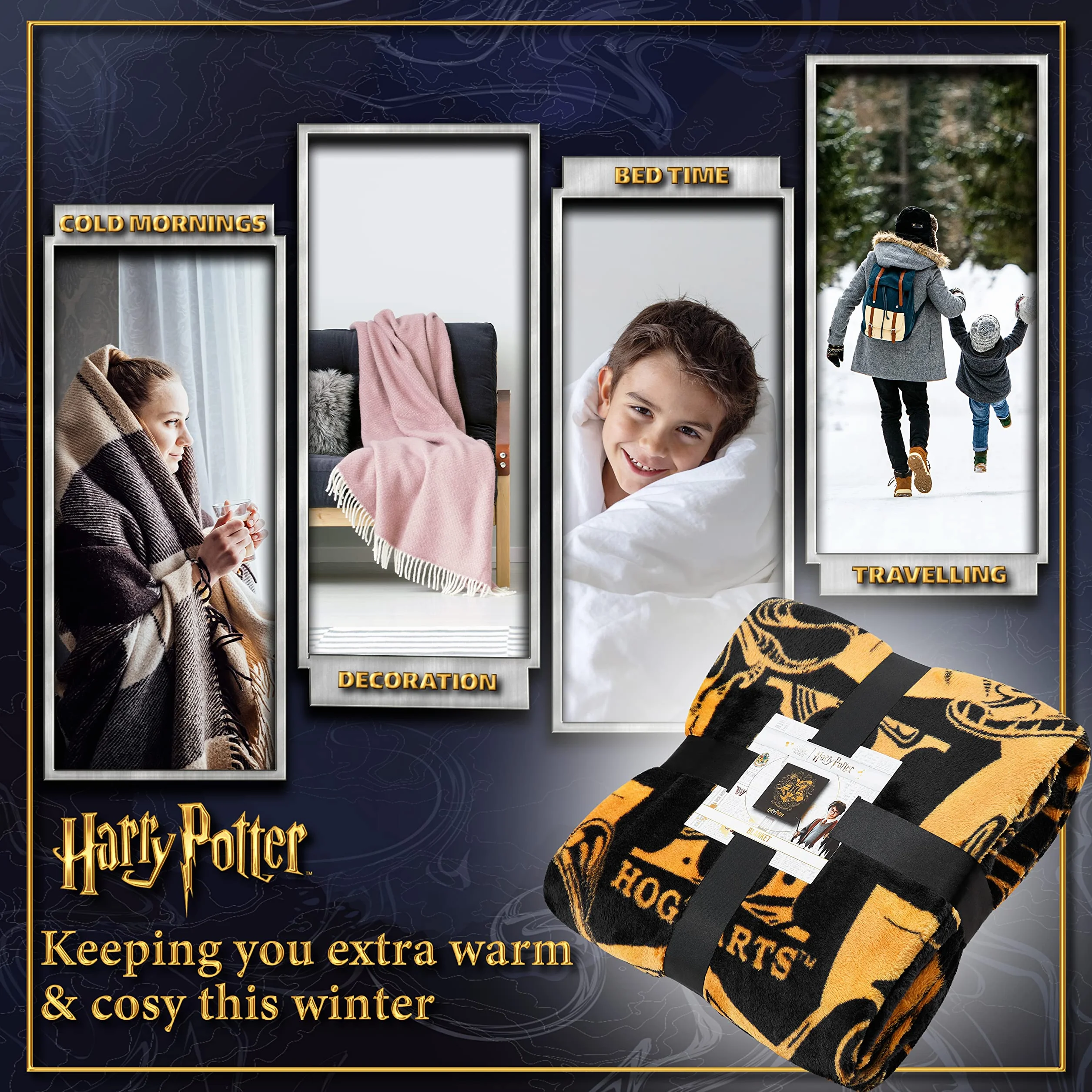 Koc polarowy Harry Potter 150 x 130 cm na łóżko Hogwarts