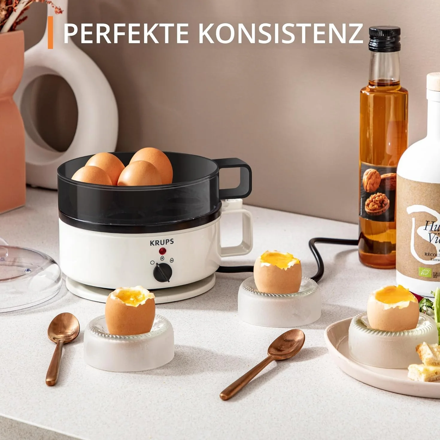 Krups Ovomat Super jajowar na 7 jajek, gotowanie i utrzymywanie ciepła, z kubkiem z miarką i przekłuwaczem, bez BPA