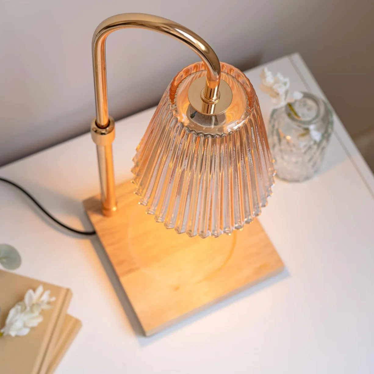 Flamingueo Lampa Podgrzewacza Świec - Podgrzewacz do Świec, Candle Warmer Lamp z Timerem, Lampka do Świec, Regulowana Intensywność, Lampka Nocna
