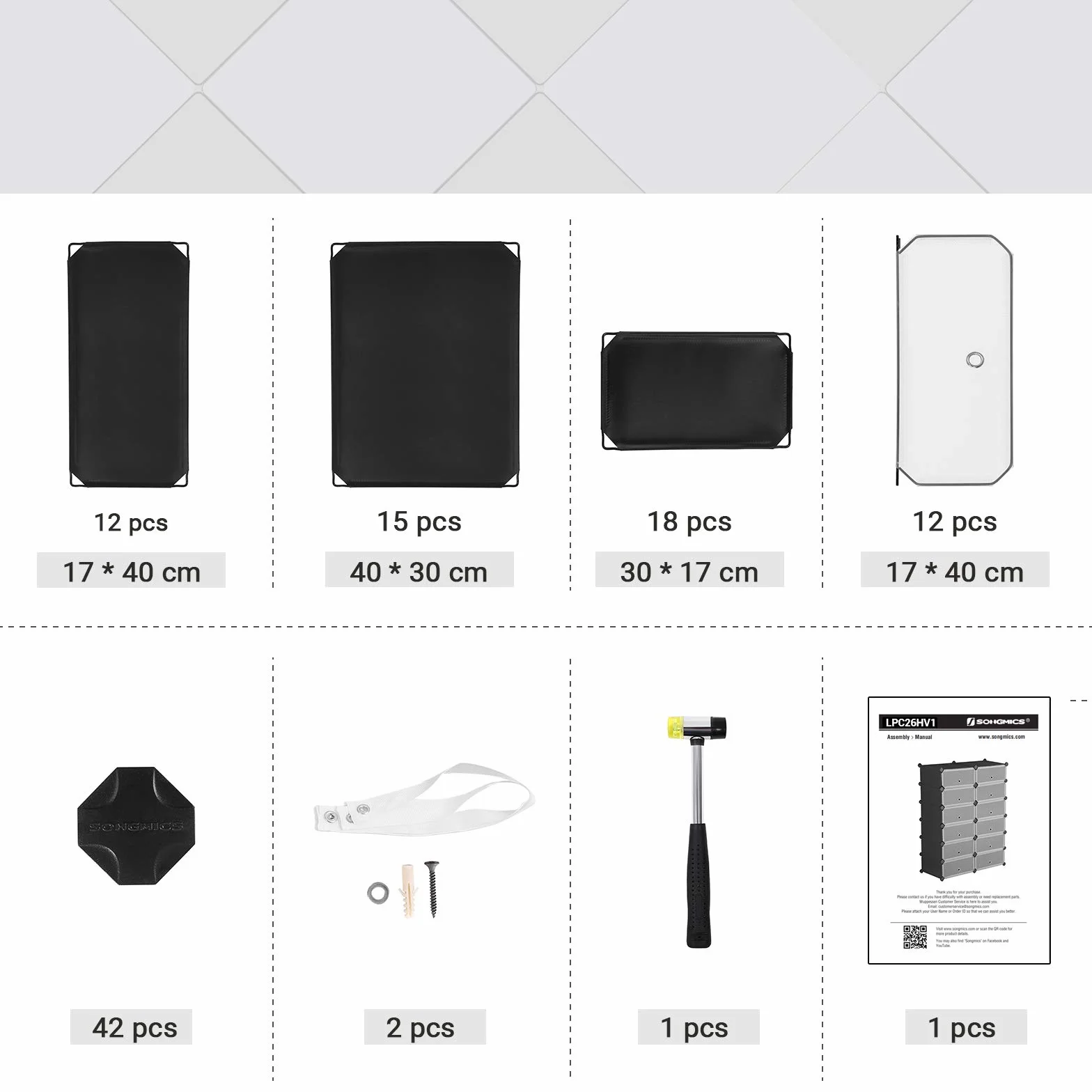 SONGMICS LPC26HV1 Regał na buty z tworzywa sztucznego, system regałowy, regał wtykowy, regał do przechowywania, szafa na ubrania, metalowy drut, 83 x 31 x 105 cm, czarny