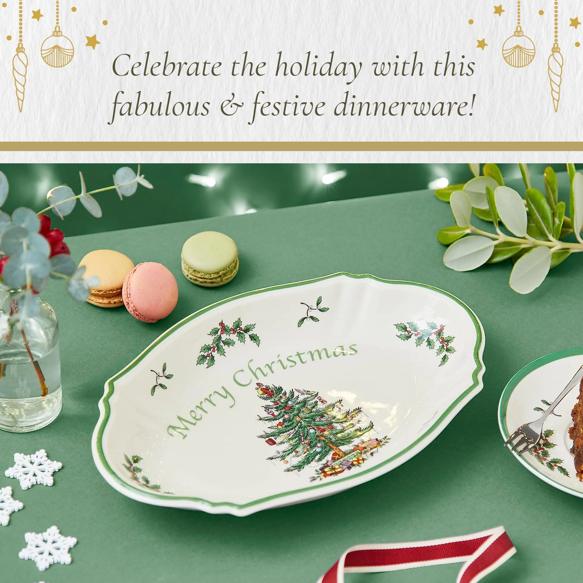 Portmeirion Home & Gifts Merry Christmas tacka pojedyncza, ceramiczna, wielokolorowa, 30 x 28 x 3,5 cm