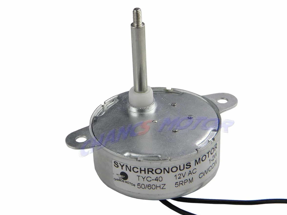 CHANCS TYC-40 silnik przekładniowy 12V DC 5 RPM wał 35 mm z zasilaczem DC wejście 110-240V