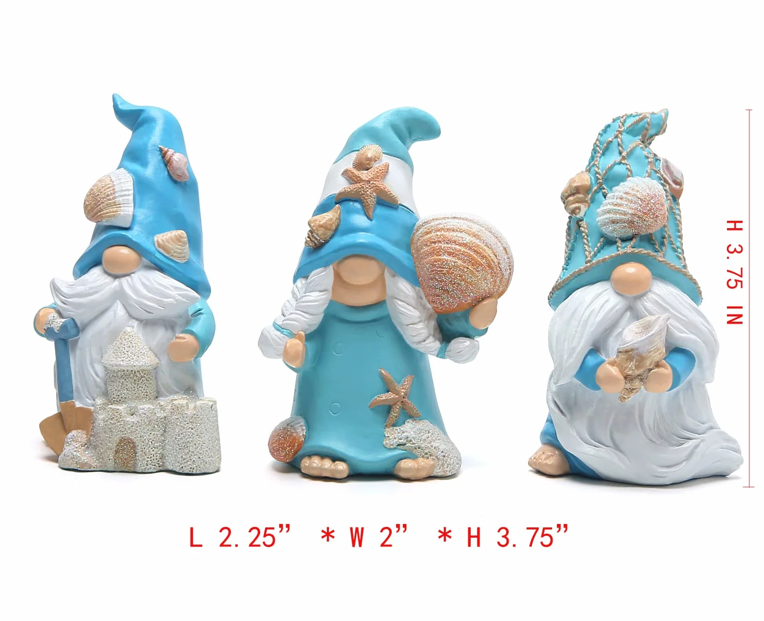 Hodao 3 szt. letnich krasnali dekoracji, morska gwiazda muszla krasnal ręcznie robiony do dekoracji plaży, szwedzki, skandynawski, elf, letnie dekoracje, ozdoby do domu