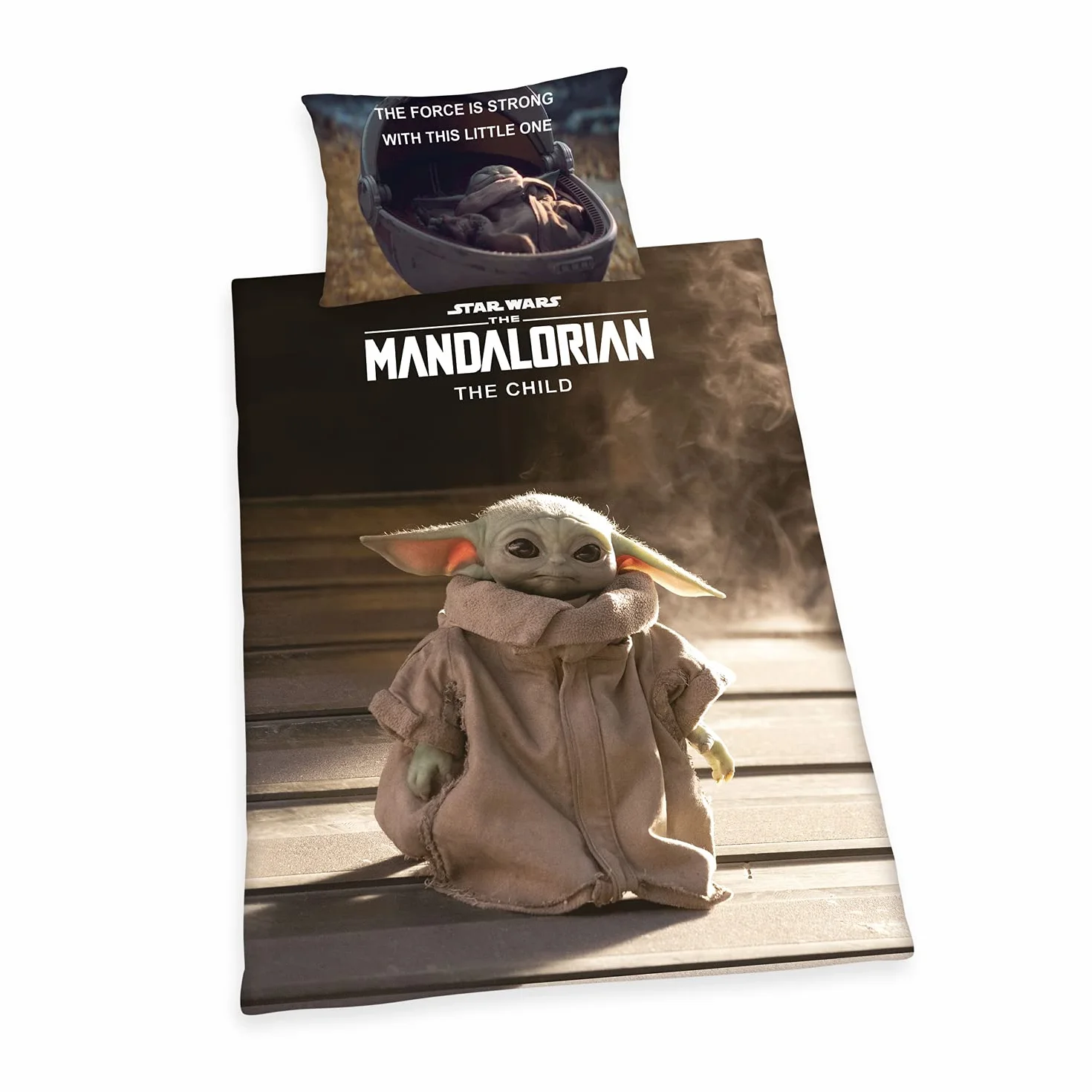 Herding Star Wars zestaw pościeli Mandalorian, poszewka na poduszkę 65 x 100 cm, poszewka na kołdrę 160 x 210 cm, z łatwym zamkiem błyskawicznym, 100% bawełna/renforce