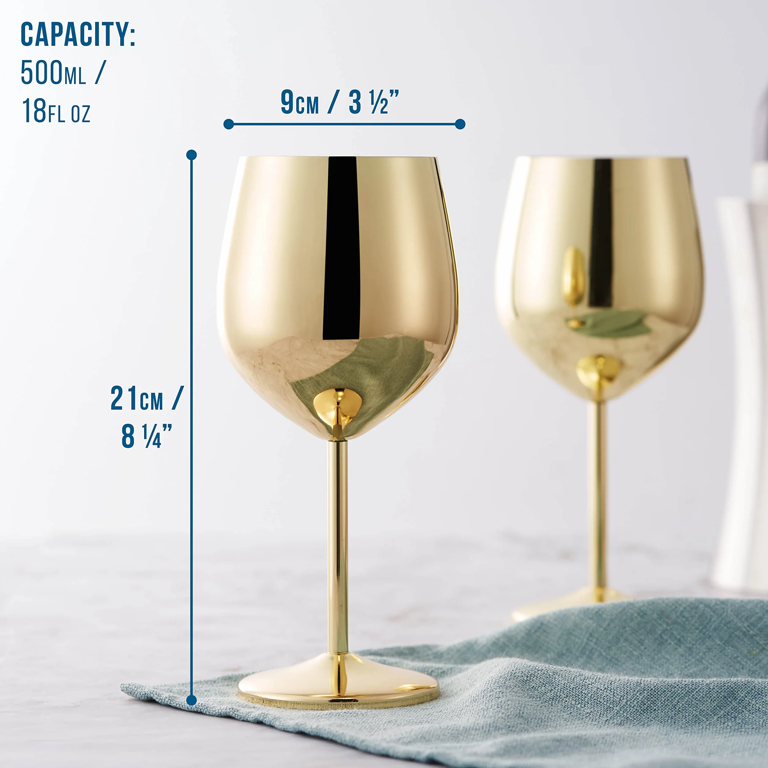 Lampki do wina ze stali nierdzewnej 500 ml