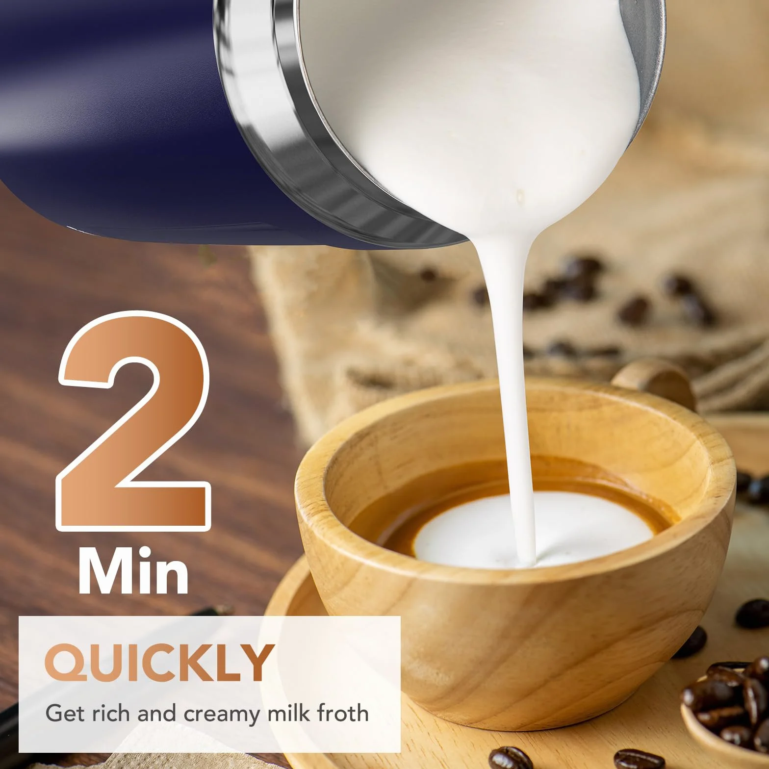 SIMPLETASTE Elektryczny spieniacz do mleka 4 w 1, podgrzewacz do latte macchiato cappuccino