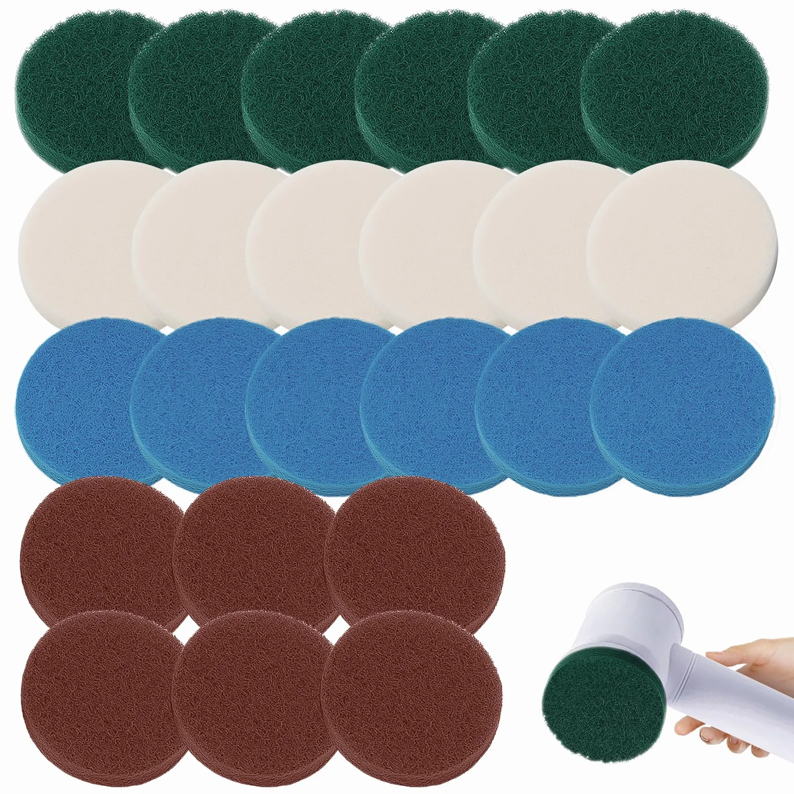 24 sztuki nasadek do uniwersalnych szczotek Bosch Brush Pad z Bosch Home and Garden 6033 6 podkładek z pianki, 6 podkładek kuchennych, 6 podkładek o wysokiej wydajności, 6 podkładek z mikrofibry