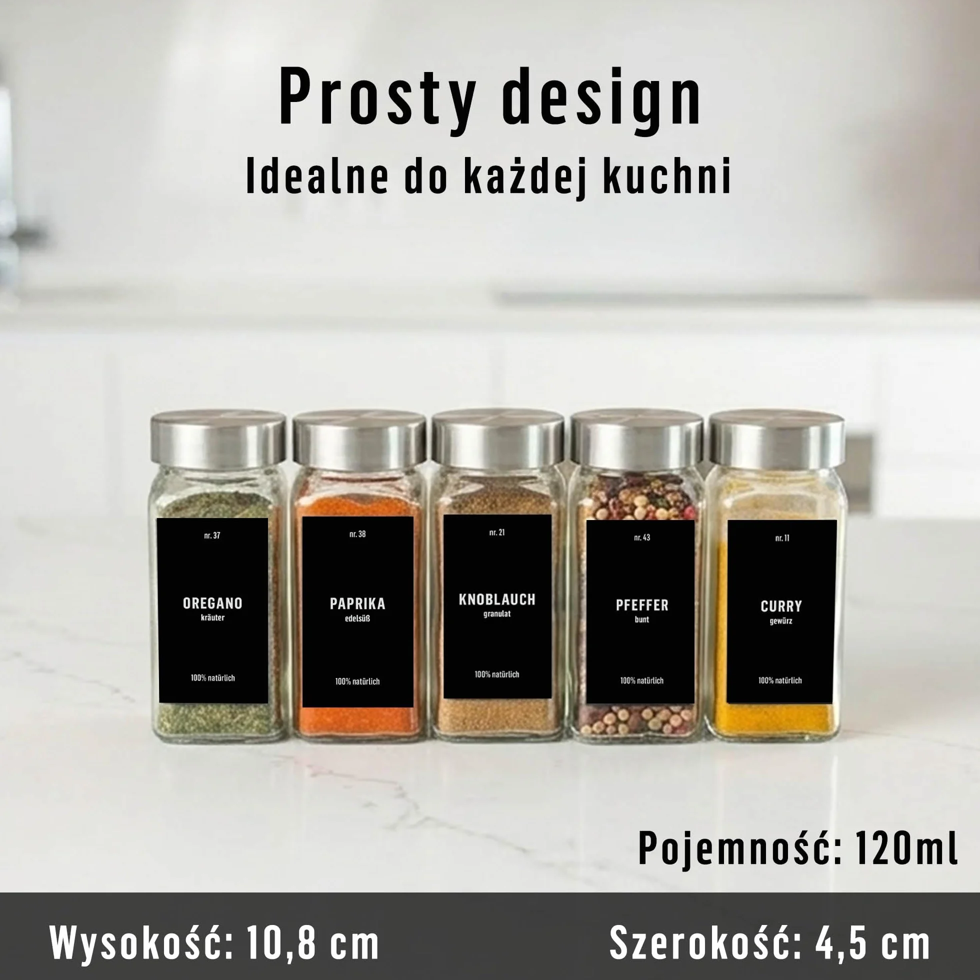 Deco haus® Słoiczki na Przyprawy z Nakrętką Zestaw 24 sztuk 120 ml 10,5 x 4,3 cm