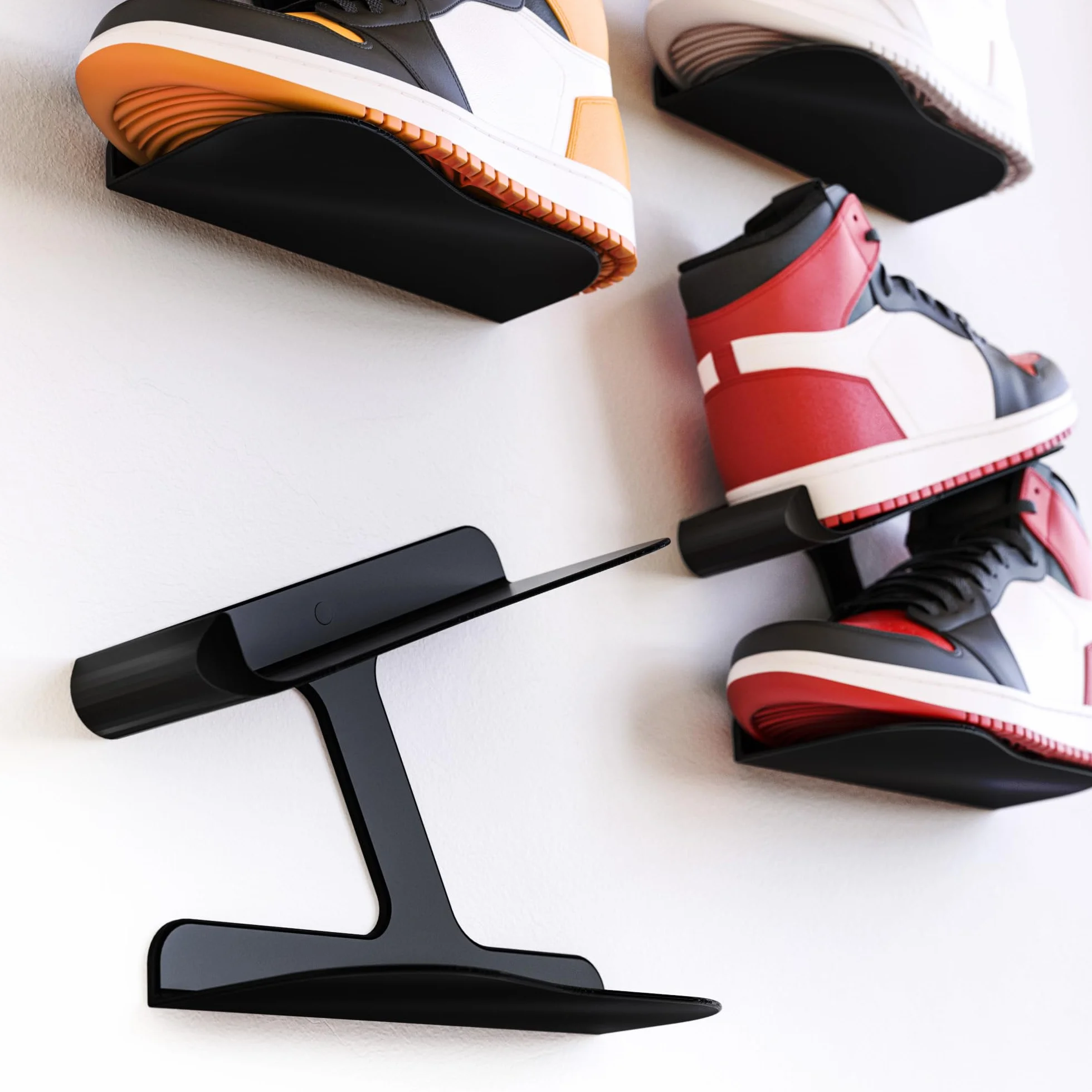 Mobilefox 700148 Sneakersy montowane na ścianie półka na buty do montażu na ścianie czarny zestaw 2 sztuk (700148)