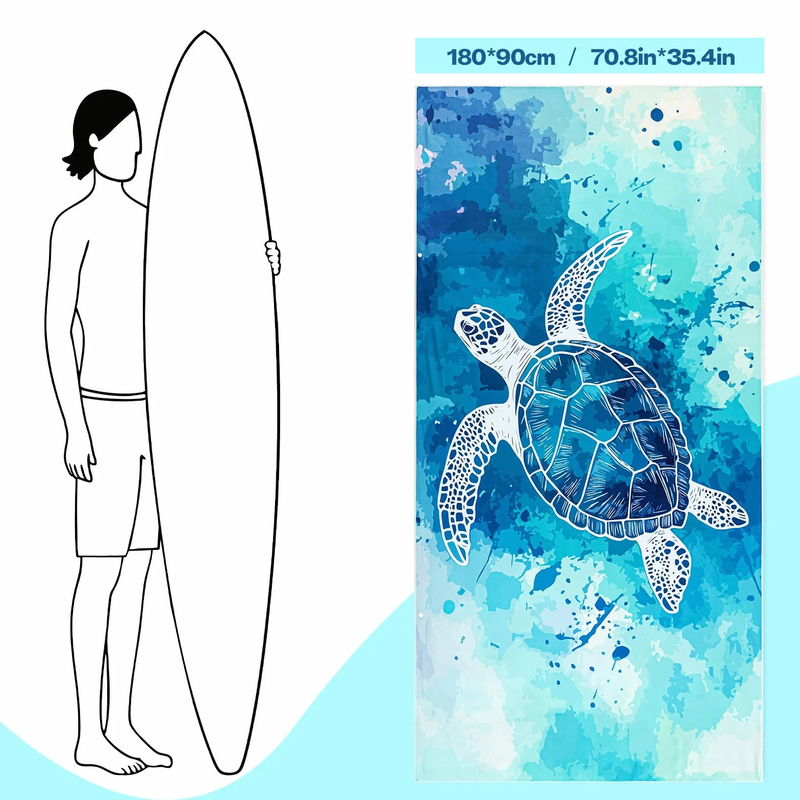 Joyoldelf 2-pak ręczników plażowych z mikrofibry - 180 x 90 cm, duże, odporne na piasek, szybkoschnące i lekkie ręczniki plażowe, idealne dla kobiet i mężczyzn, na plażę, basen lub na wakacje