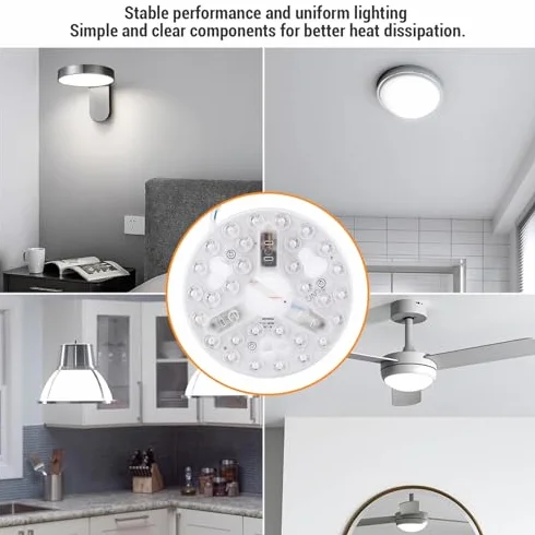 LED Wentylator Sufitowy Retrofit Zestaw 15W 3CCT z Uniwersalną Pamięcią i Aluminiową Podstawą Kompatybilny z Większością Modeli