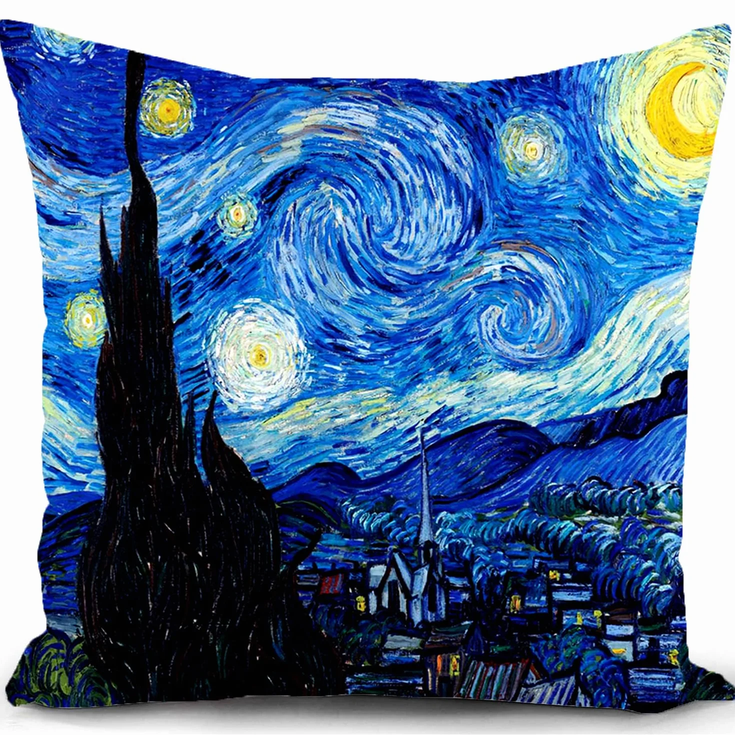 HUASHUZI Poszewka na poduszkę Gwiaździsta noc Van Gogha prezenty dekoracje poszewka na poduszkę dekoracyjna dom do salonu kanapa sofa 45 x 45 cm