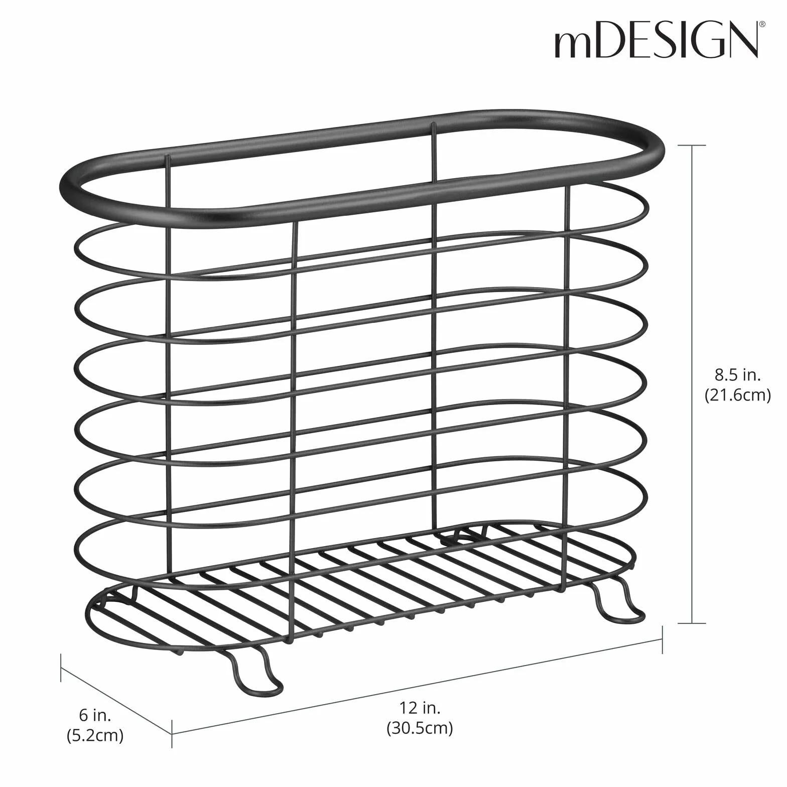 mDesign Metalowy gazetnik stojący na gazety A4 czarny mat