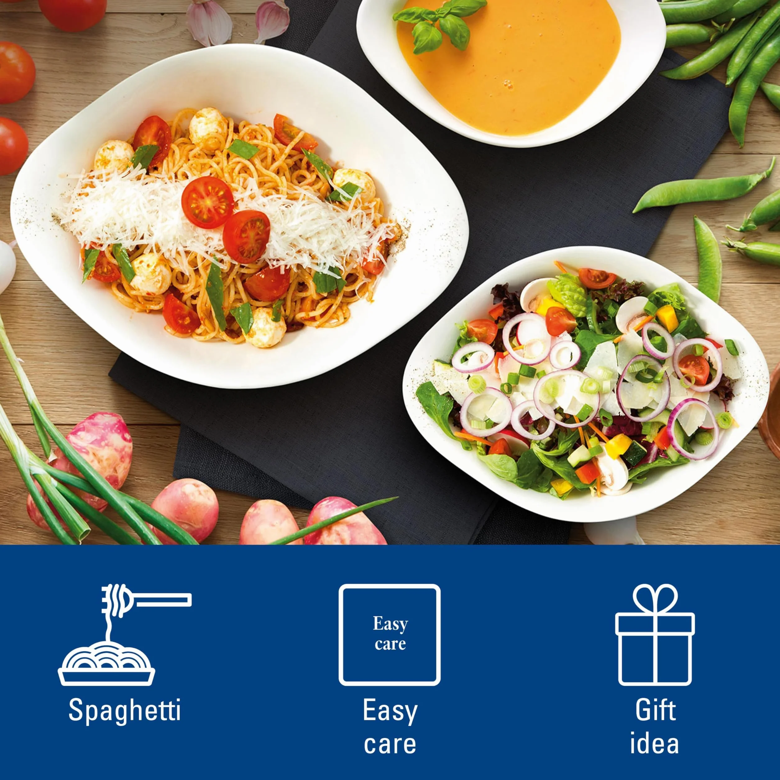 Villeroy & Boch Vapiano zestaw misek do makaronu 2-cz. porcelana Premium biała