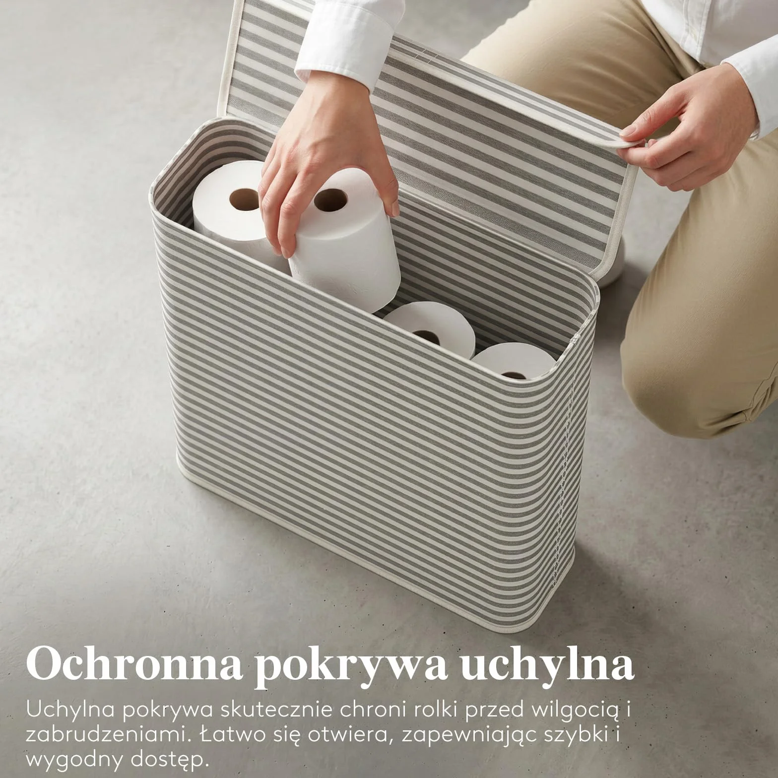Lifewit Pojemnik na Papier Toaletowy z Pokrywą Składany 22L Wodoodporny Organizer Łazienka Szary