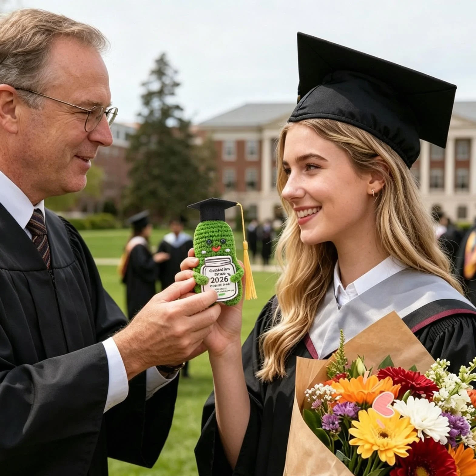 Graduation Pickle 2026 - Pamiątka z okazji ukończenia szkoły - Gratulacje dla absolwenta z dzianiny pikle, dla rodzeństwa przyjaciela kolegi z klasy współlokatora impreza dom biuro mieszkanie