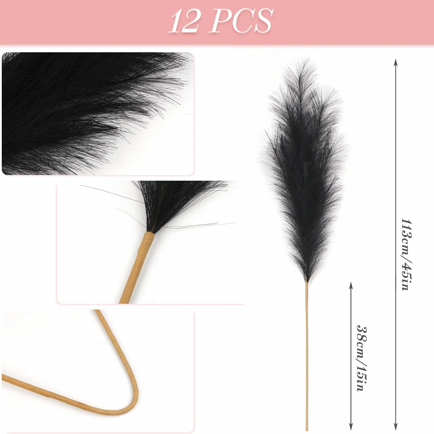 Sztuczna trawa pampasowa 115 cm 12 sztuk XXL puszysta dekoracja boho do wazonu