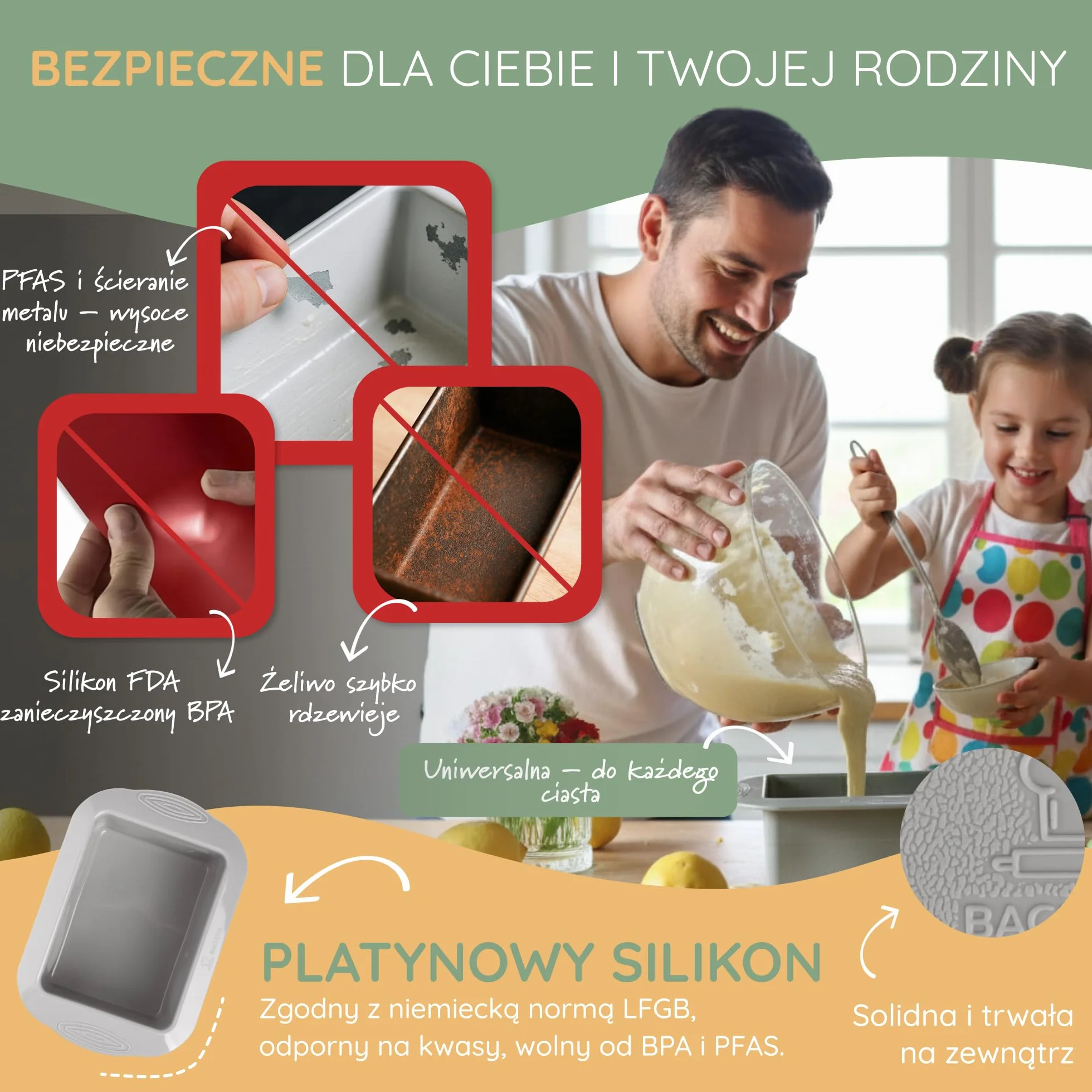 Backefix Elastyczna silikonowa forma do pieczenia chleba do 500 g, forma pudełkowa mała 15 cm, idealny rozmiar dla pojedynczych gospodarstw domowych do pieczenia chleba lub jako forma do pieczenia