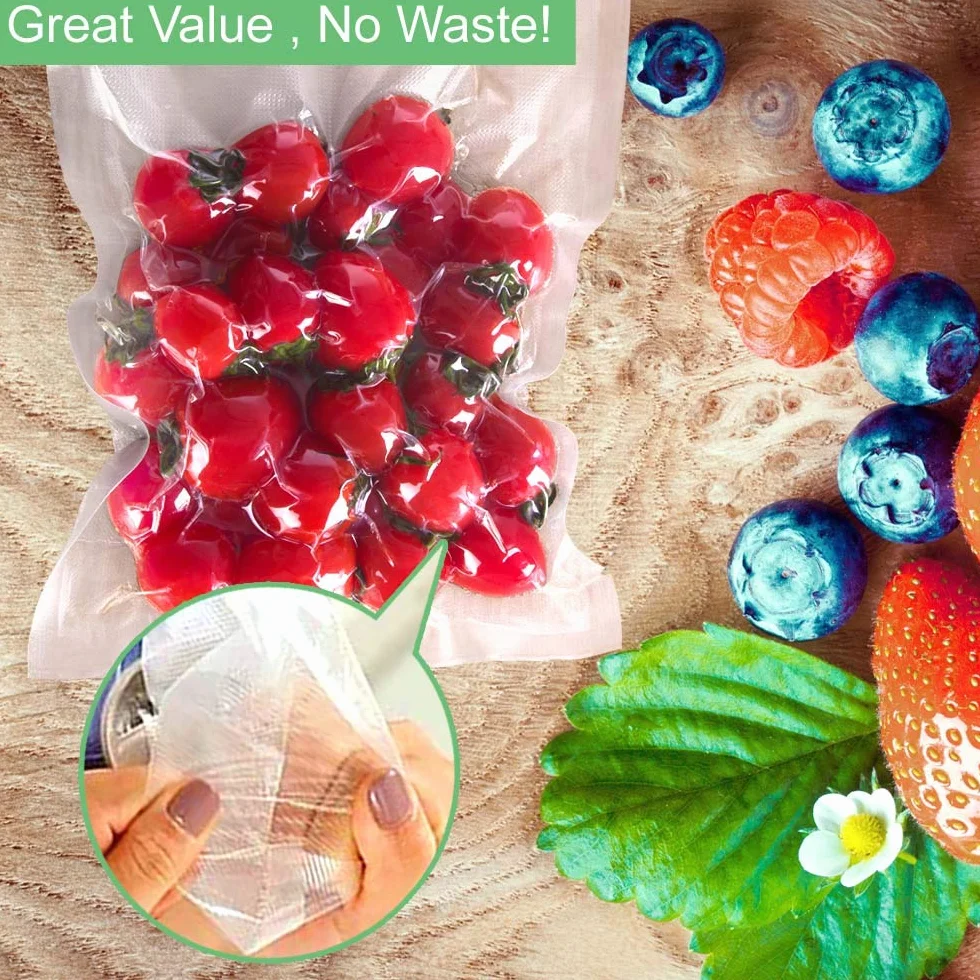 O2frepak 15X25cm(300Pakiet) Worki próżniowe do pakowania żywności w rolkach do gotowania metodą sous vide,klasy komercyjnej,bez BPA,z zabezpieczeniem przed przebiciem