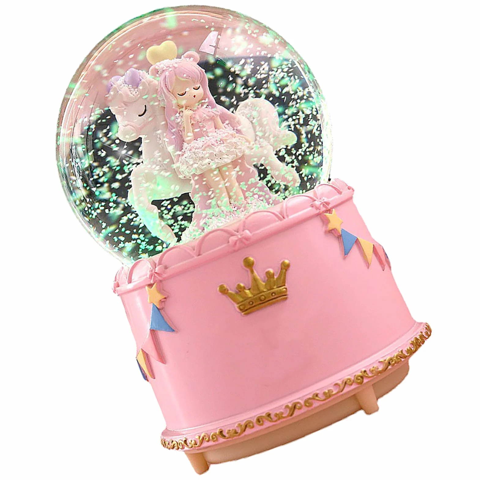 SEAFRONT Cartoon Look Snow Globe Crystal Ball Box z Mechanizmem Muzycznym dla Kobiet Przezroczysty Kryształowy Ornament